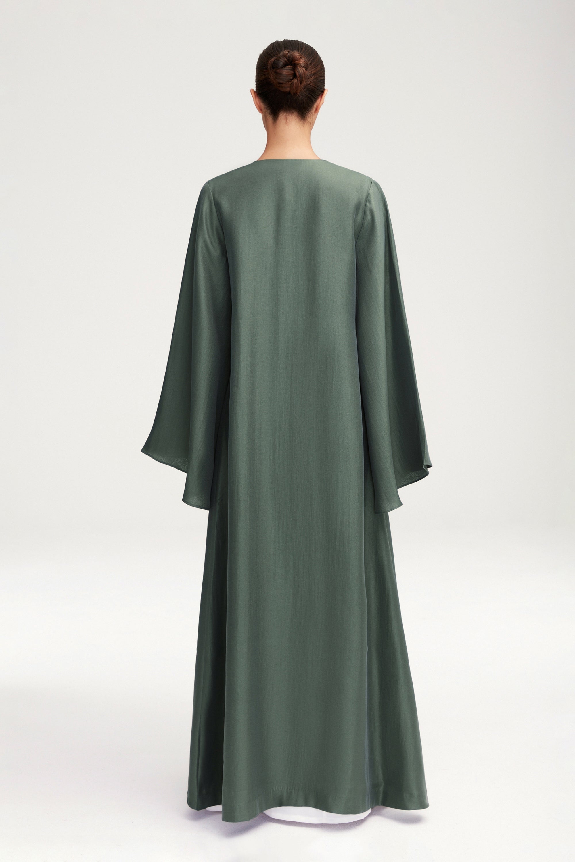 Seema Flare Sleeve Open Abaya - Dark Forest Clothing Veiled 