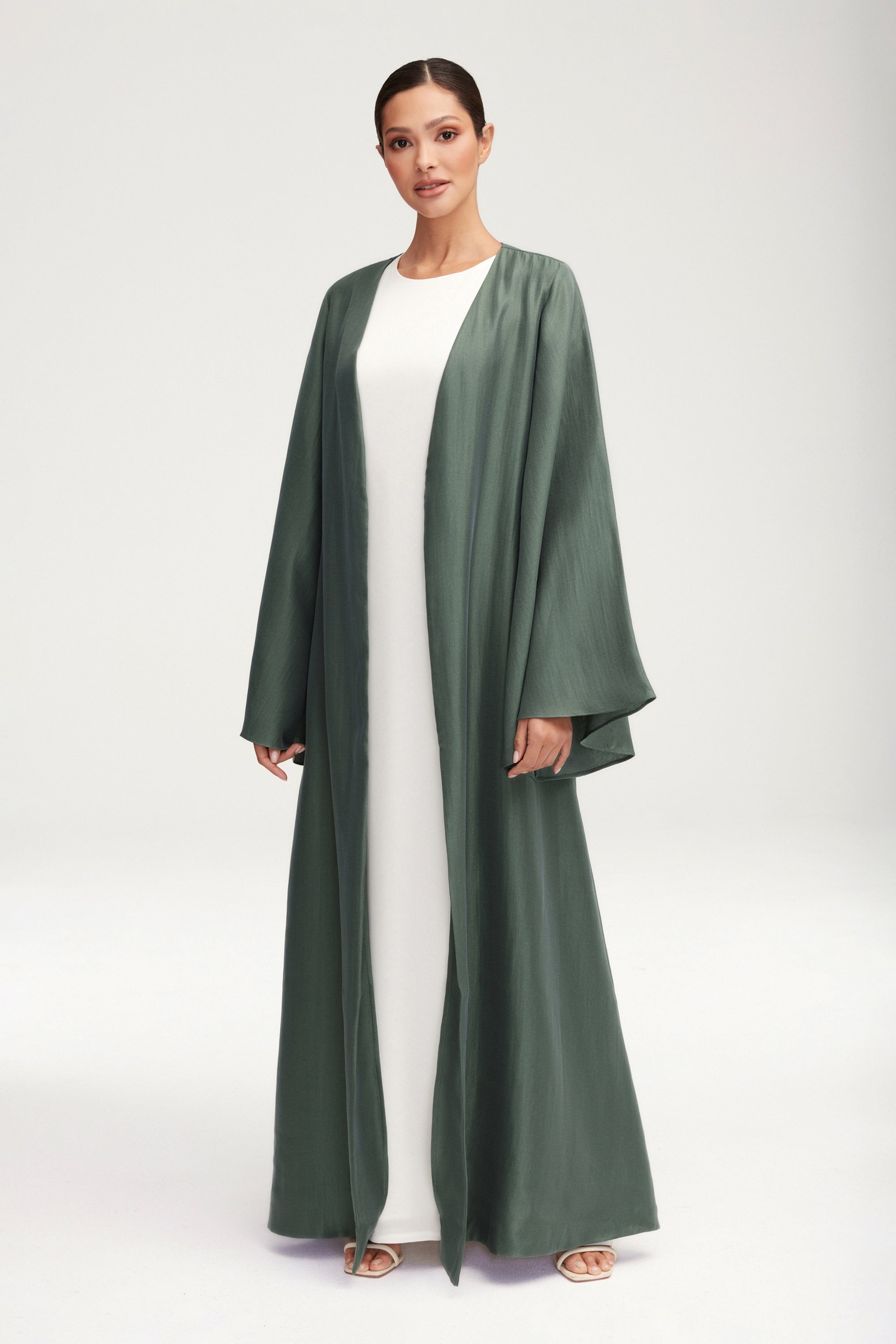 Seema Flare Sleeve Open Abaya - Dark Forest Clothing Veiled 