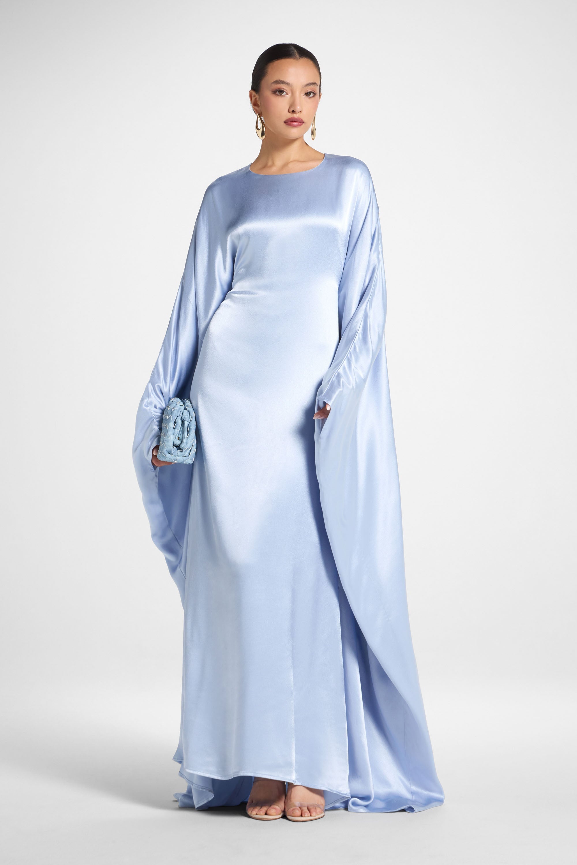 Selene Silk Butterfly Maxi Dress - Pastel Blue Dresses Veiled 