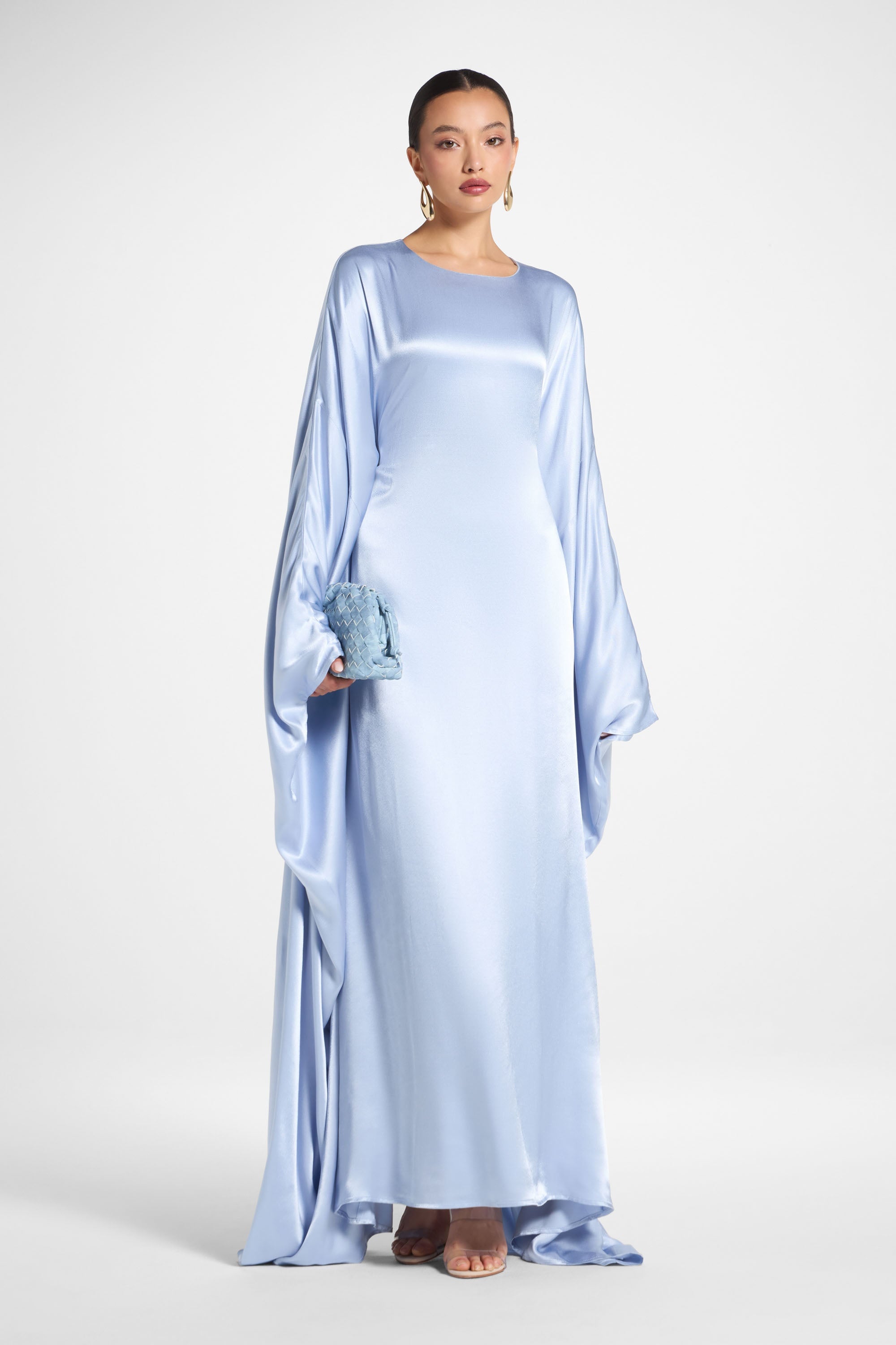 Selene Silk Butterfly Maxi Dress - Pastel Blue Dresses Veiled 
