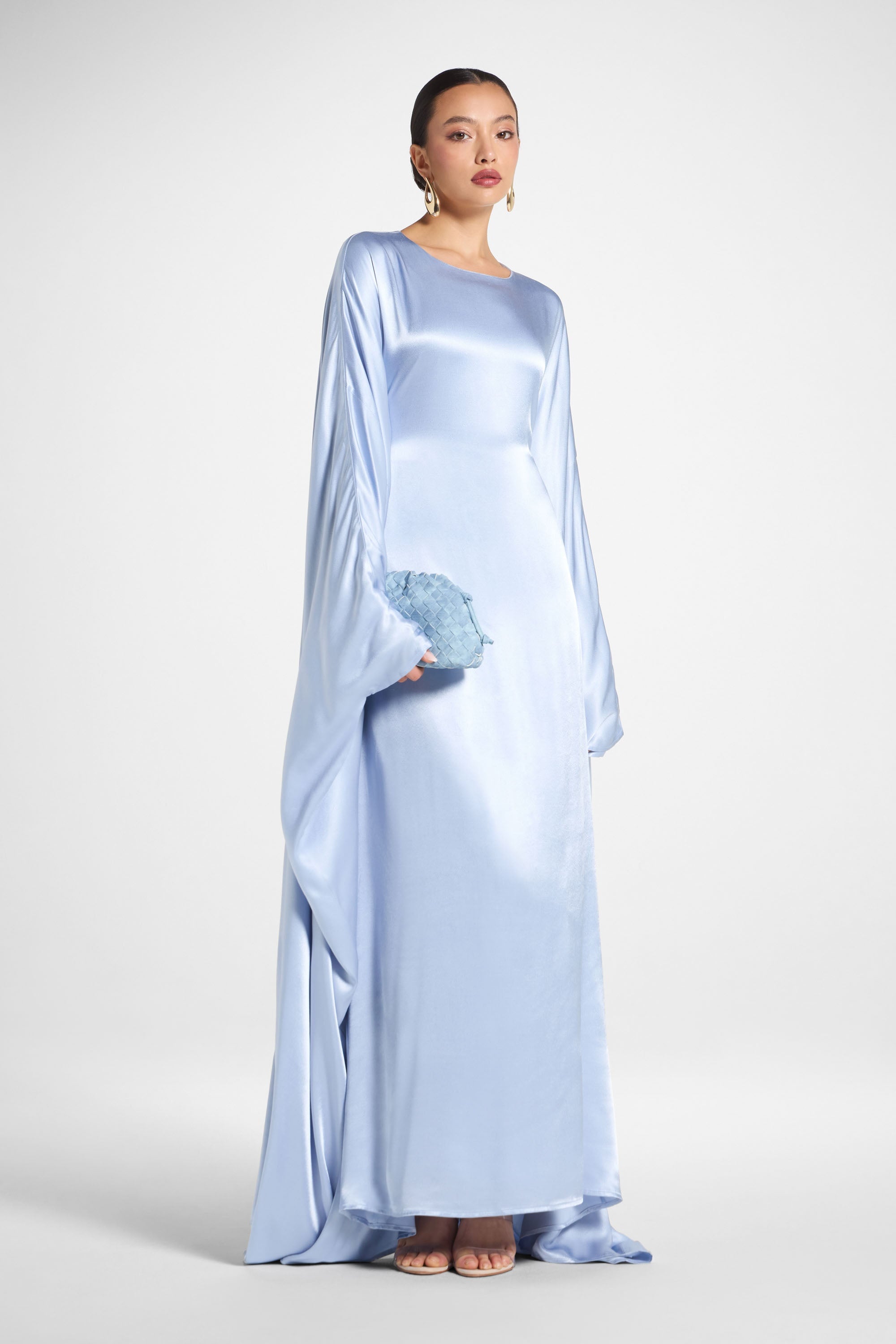 Selene Silk Butterfly Maxi Dress - Pastel Blue Dresses Veiled 