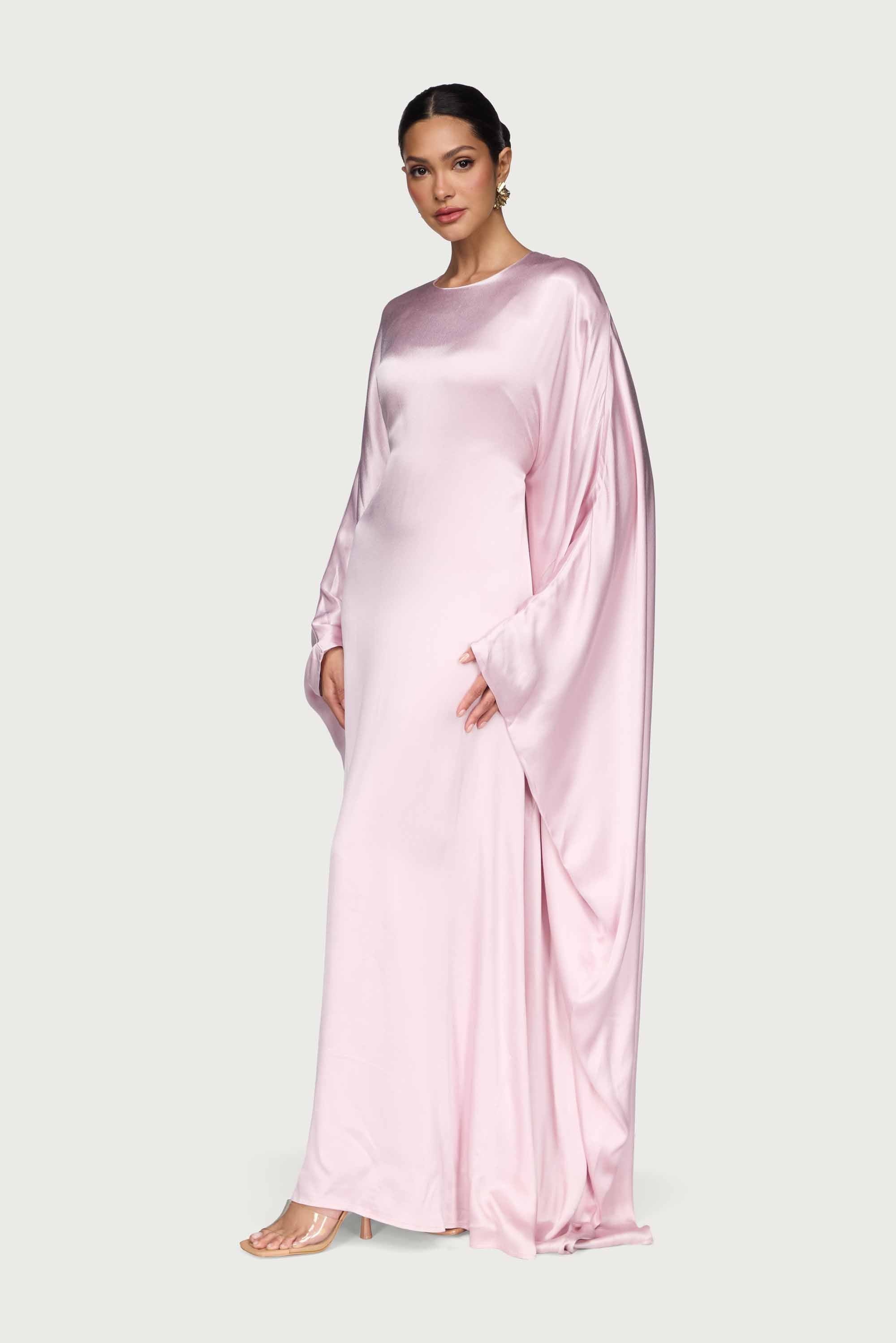 Selene Silk Butterfly Maxi Dress - Pastel Pink