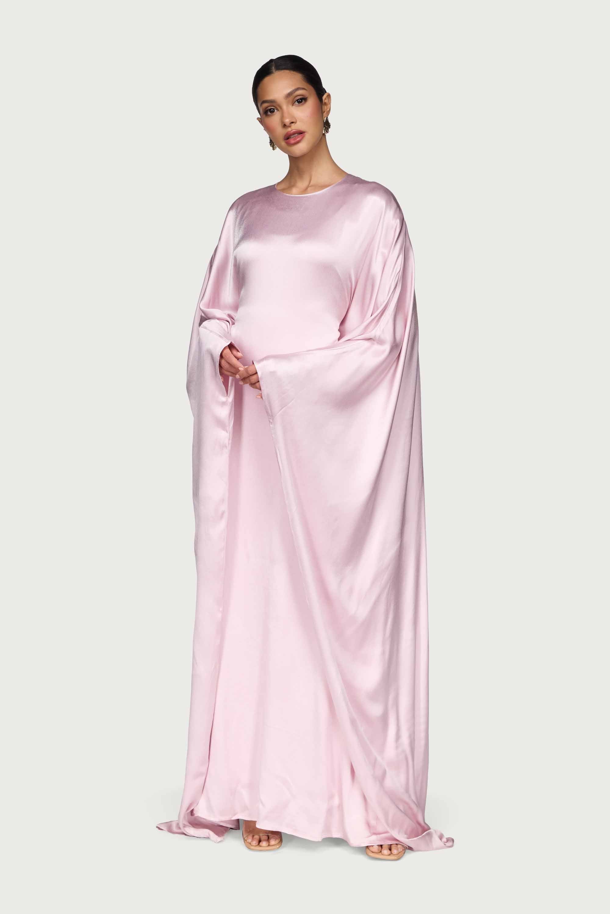 Selene Silk Butterfly Maxi Dress - Pastel Pink