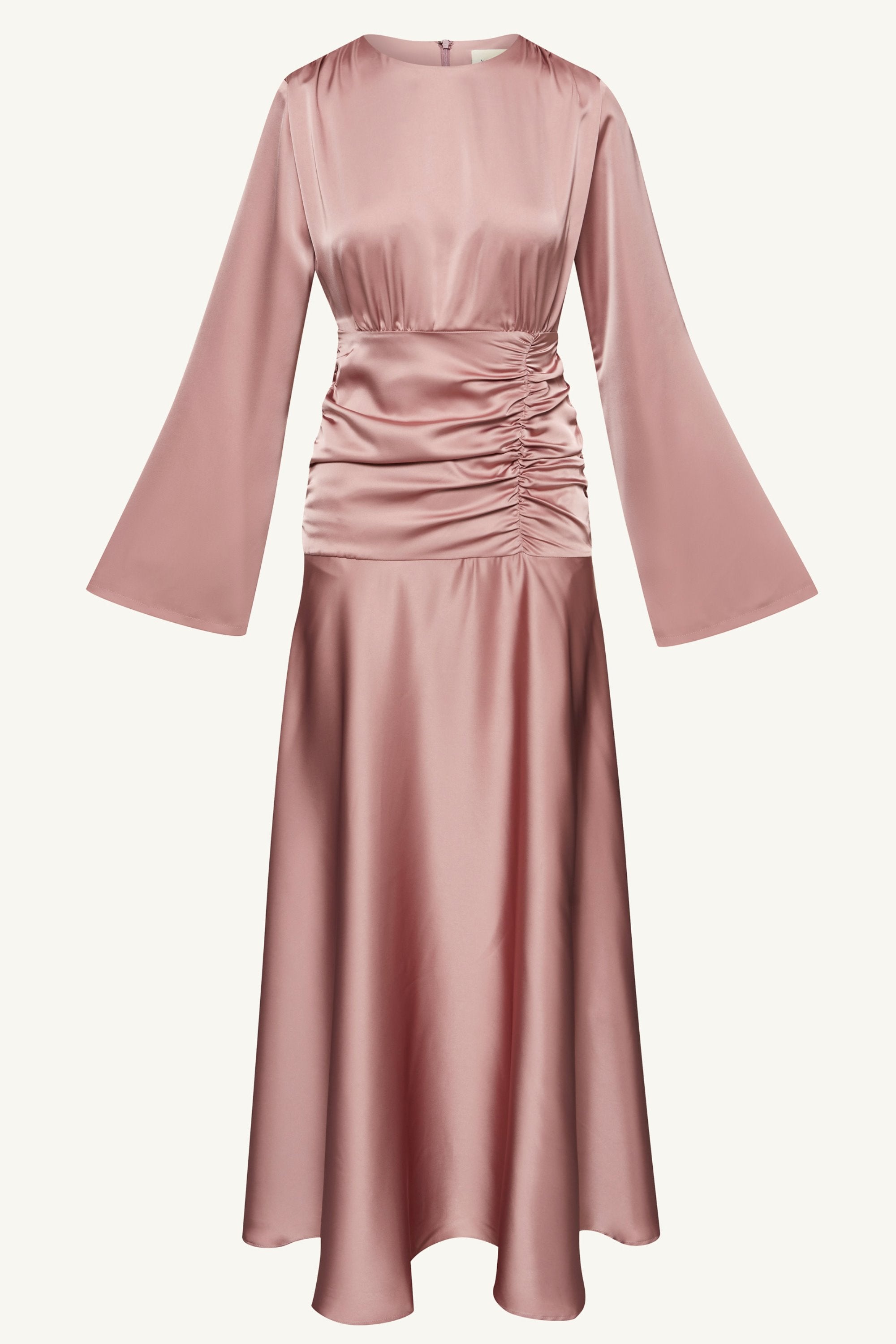 Shams Satin Side Rouched Maxi Dress - Dusty Rose Clothing Veiled 