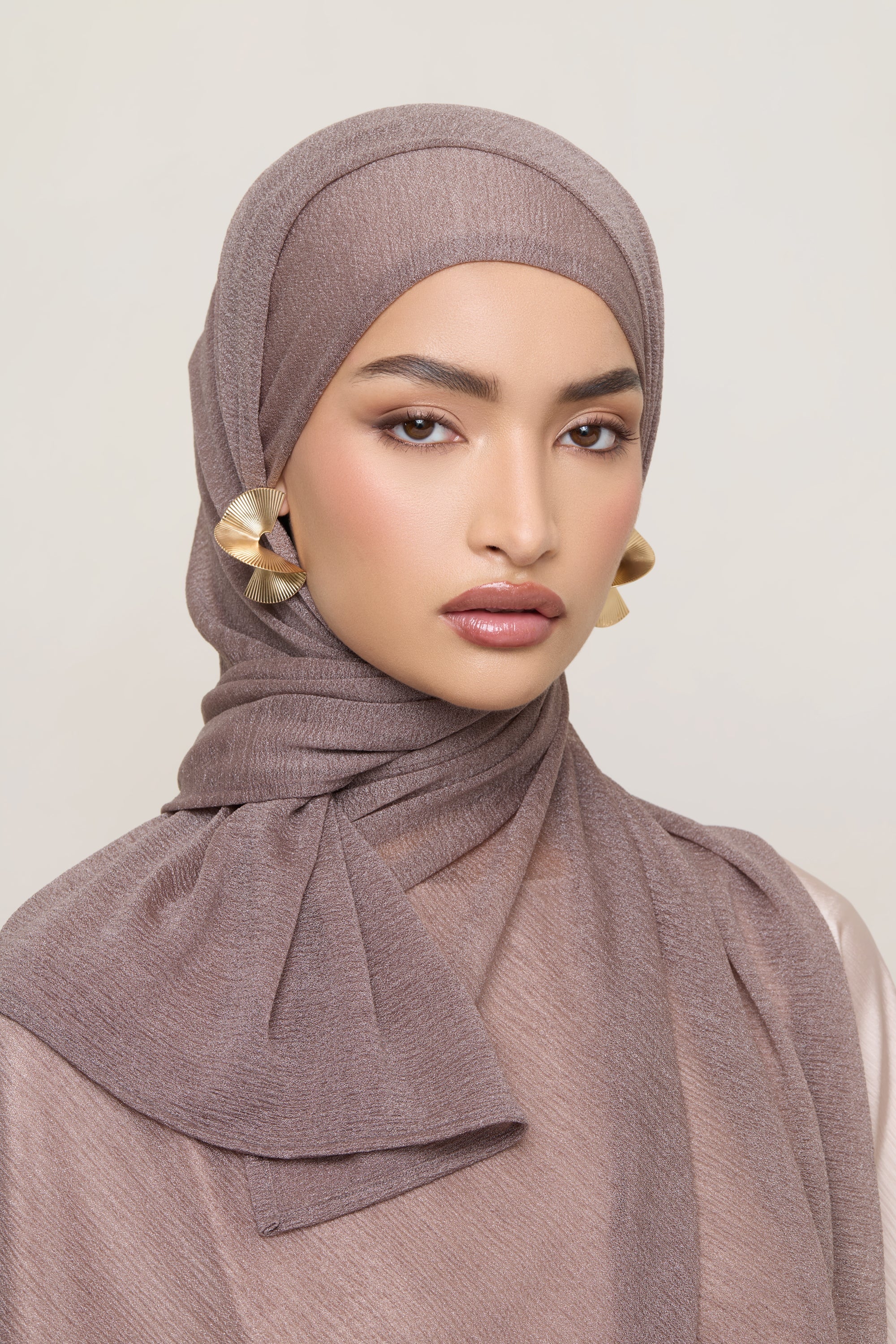 Shimmer Stretch Hijab - Taupe Hijabs Veiled 