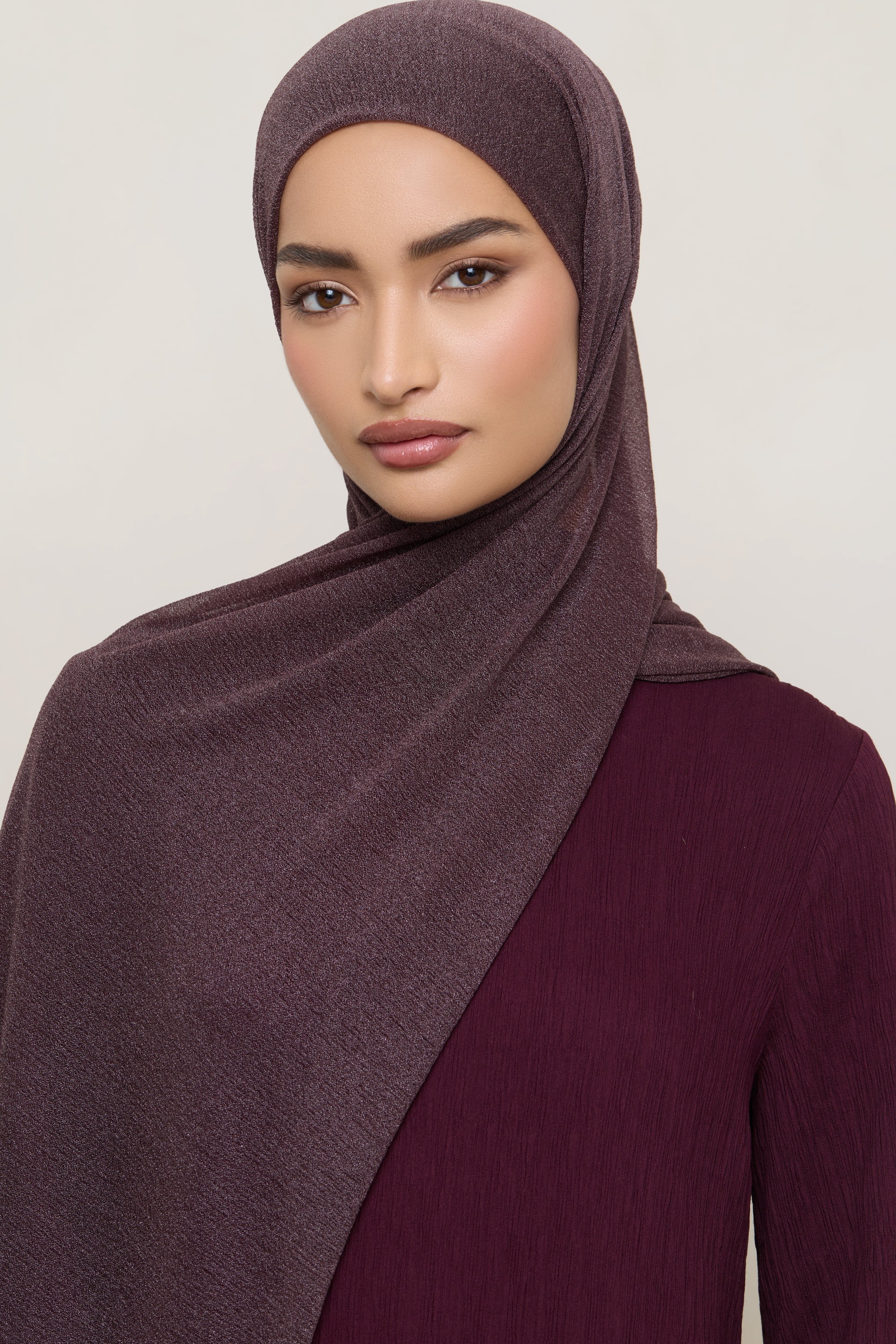 Shimmer Stretch Hijab - Truffle Hijabs Veiled 