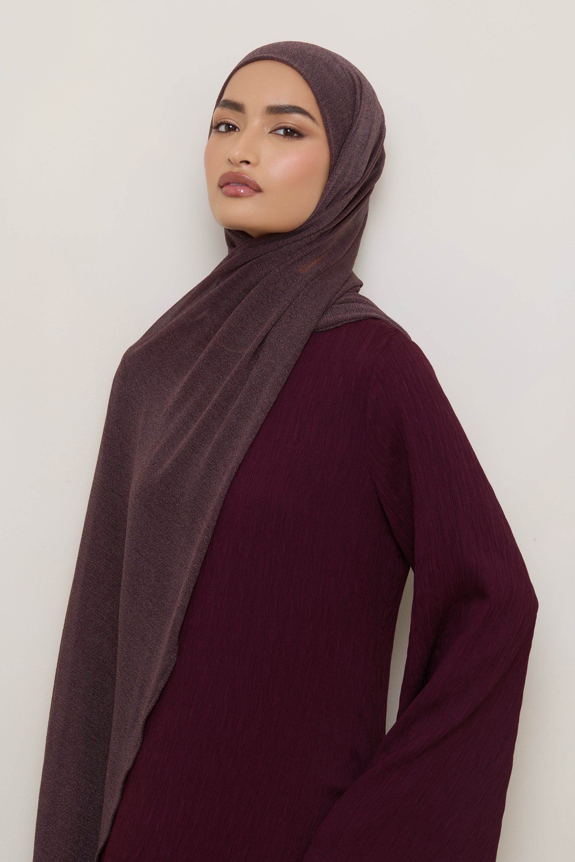 Shimmer Stretch Hijab - Truffle Hijabs Veiled 