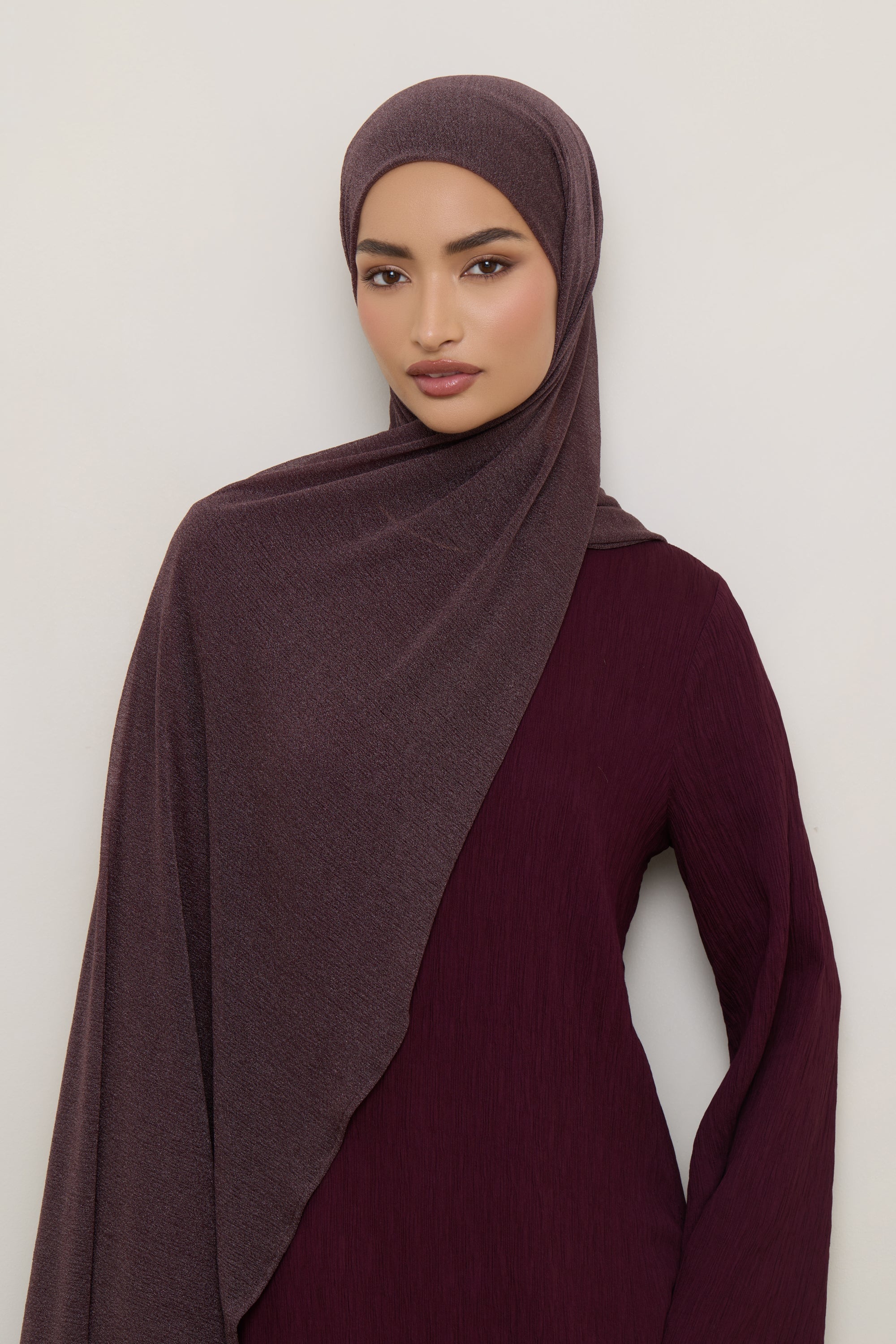 Shimmer Stretch Hijab - Truffle Hijabs Veiled 