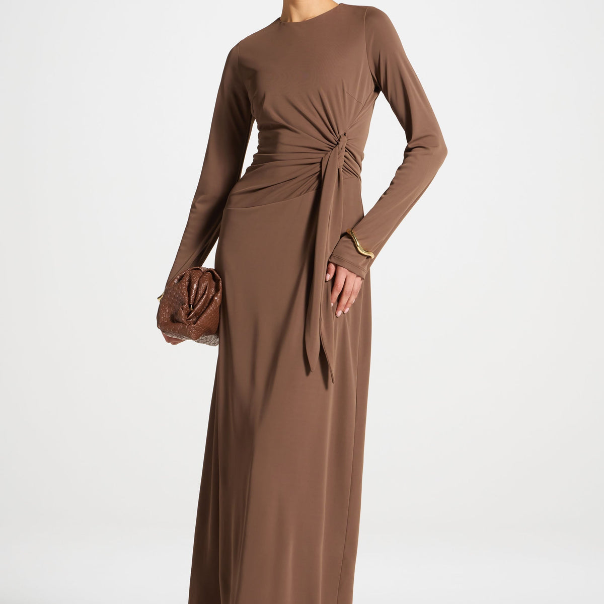 Side Tie Maxi Dress - Coffee XXL / 58"