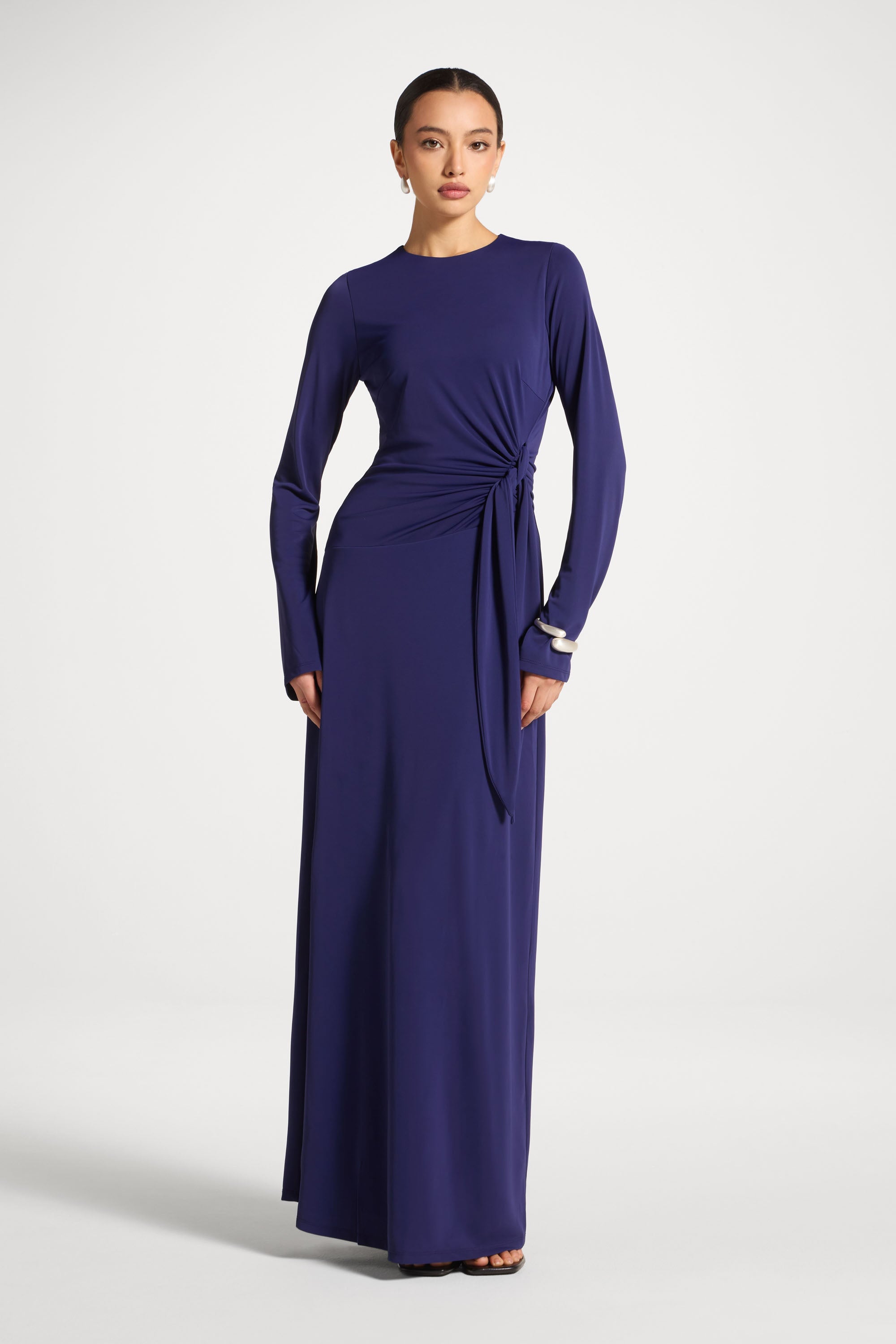 Side Tie Maxi Dress - Future Dusk Abayas Veiled 