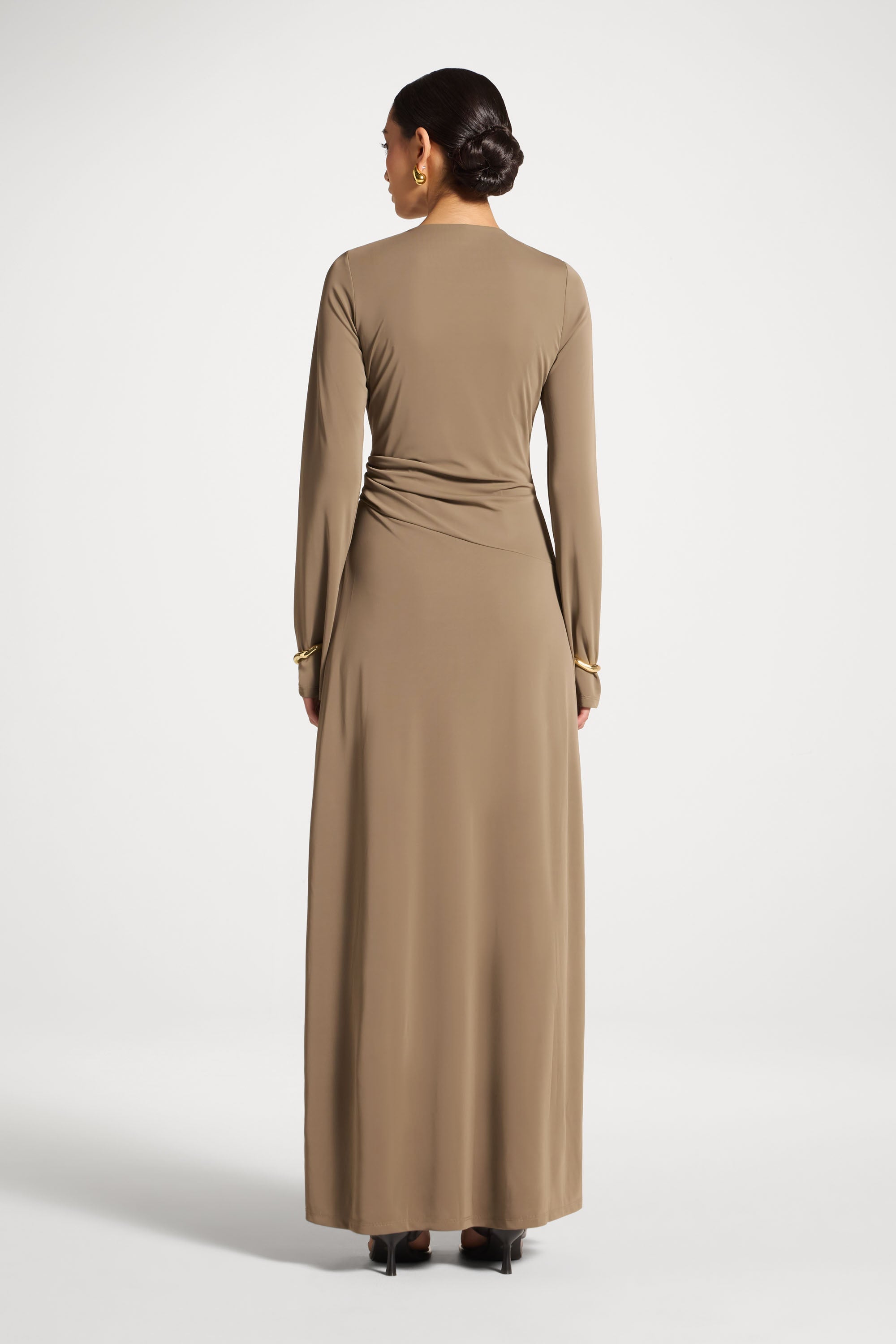 Side Tie Maxi Dress - Vetiver Abayas Veiled 