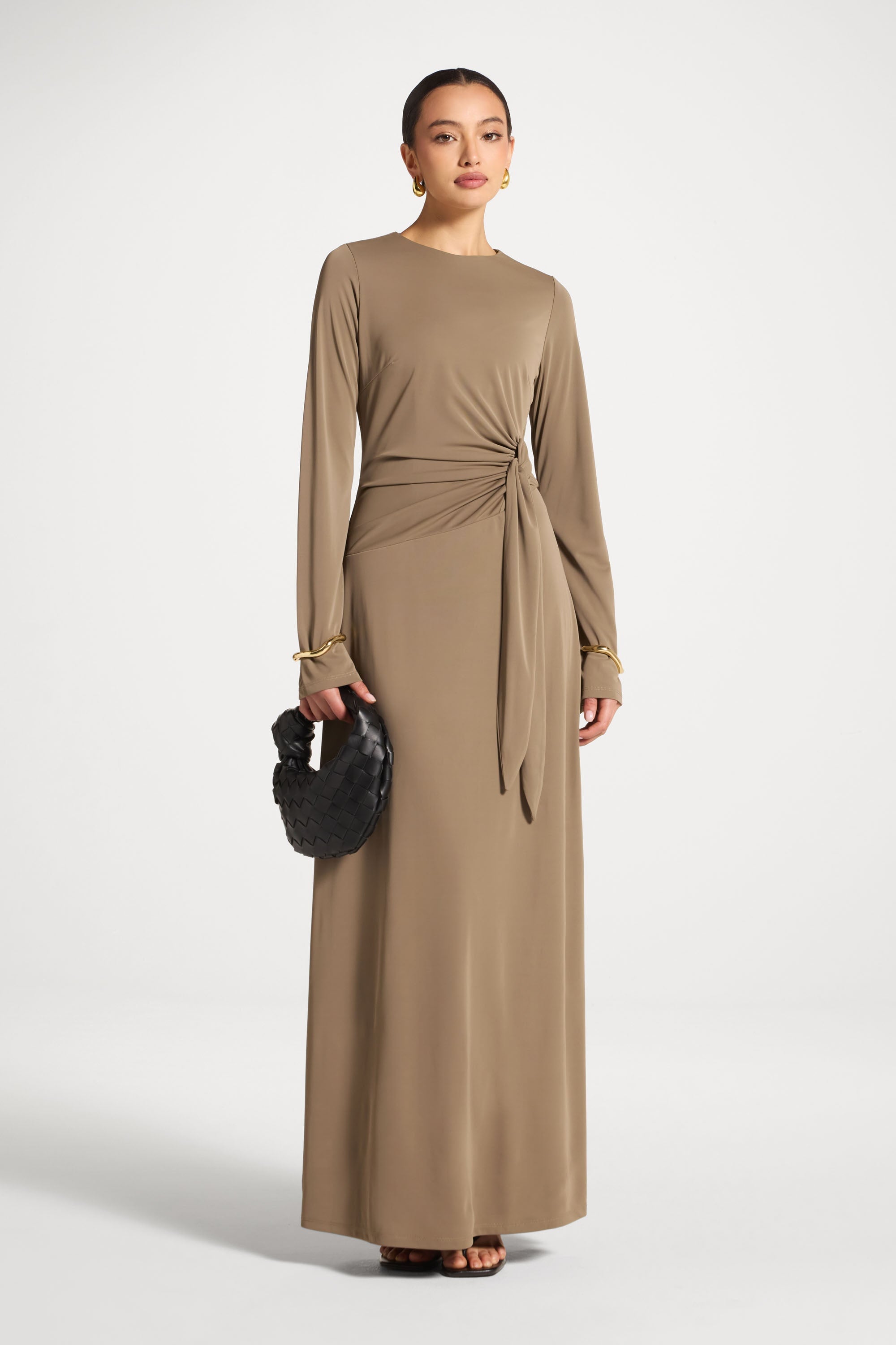 Side Tie Maxi Dress - Vetiver Abayas Veiled 