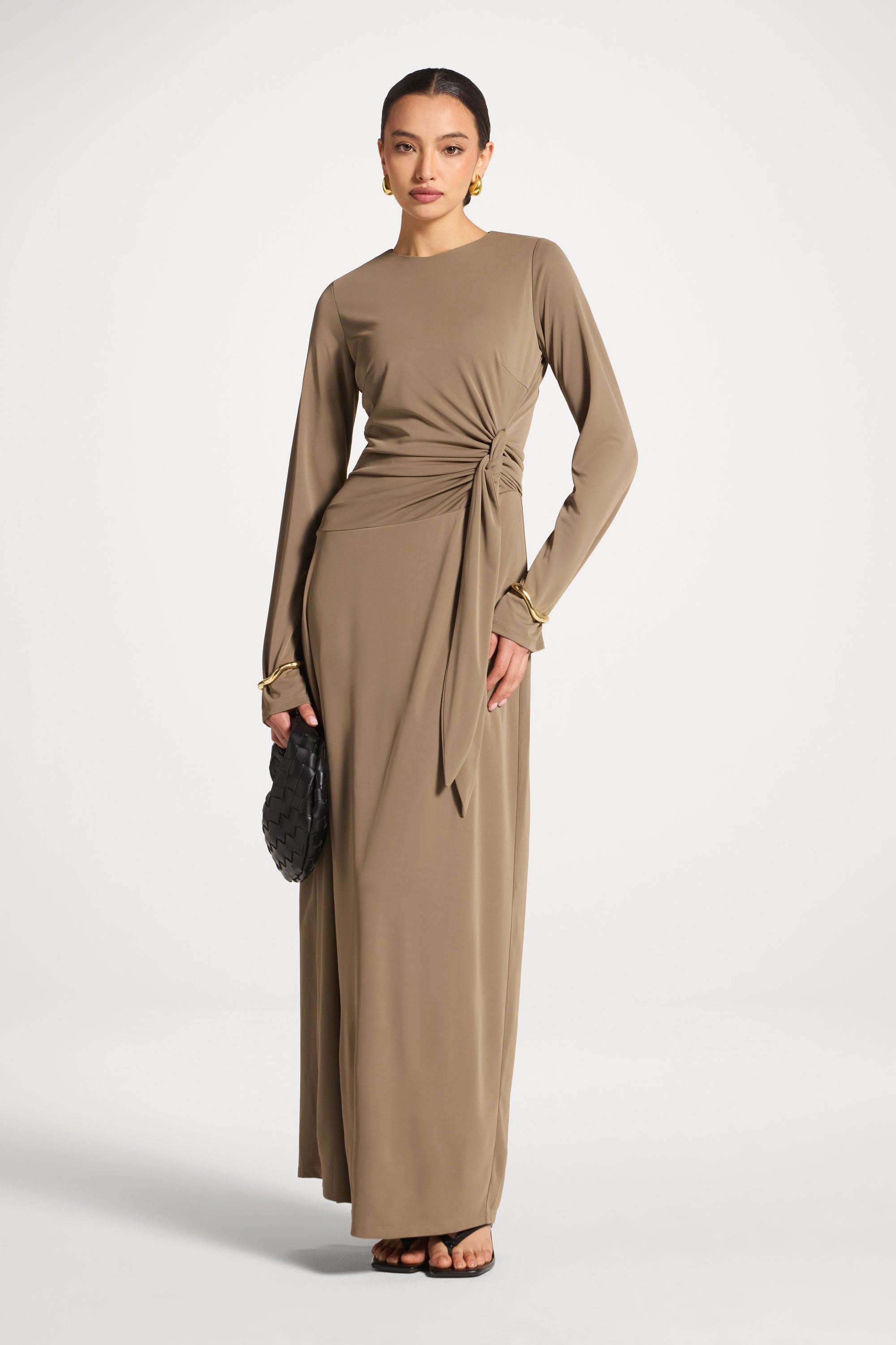 Side Tie Maxi Dress - Vetiver Abayas Veiled 