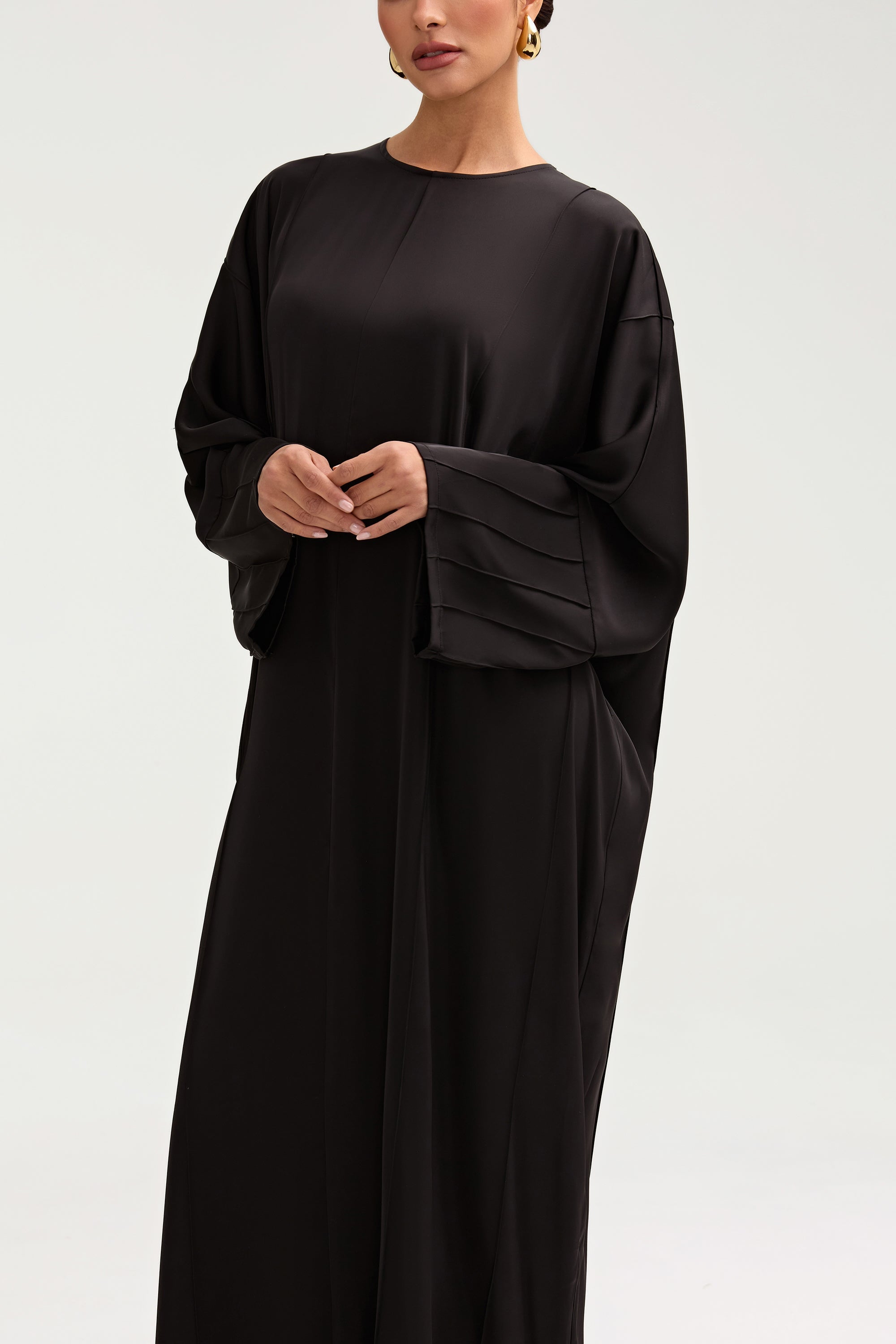 Sidrah Satin Kaftan - Black Clothing saigonodysseyhotel 