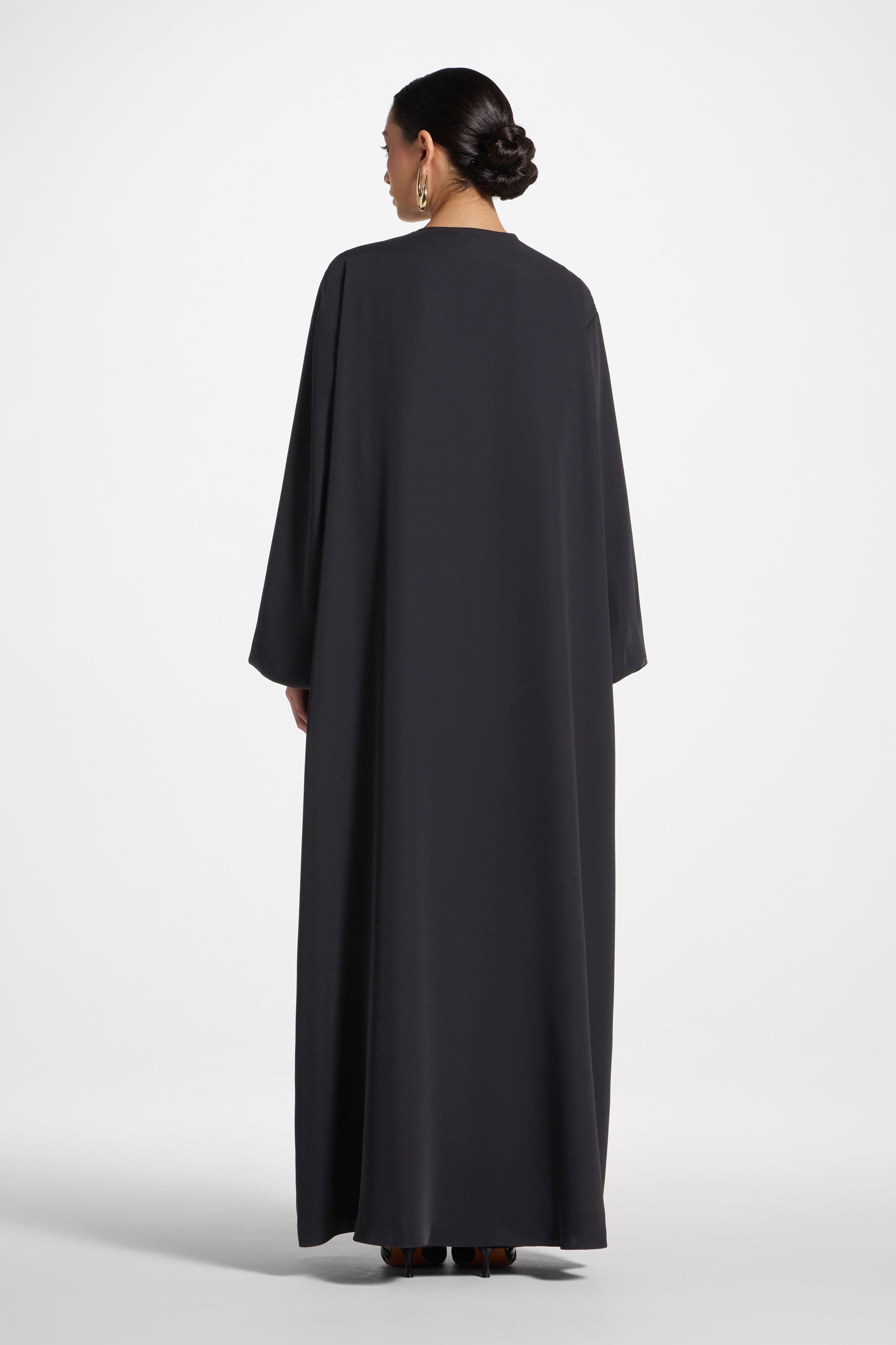 Signature Balloon Sleeve Open Abaya - Black Abayas Veiled 