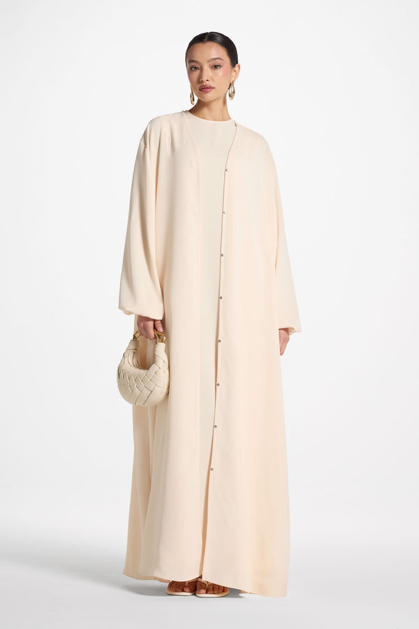 Signature Balloon Sleeve Open Abaya - Custard Abayas Veiled 