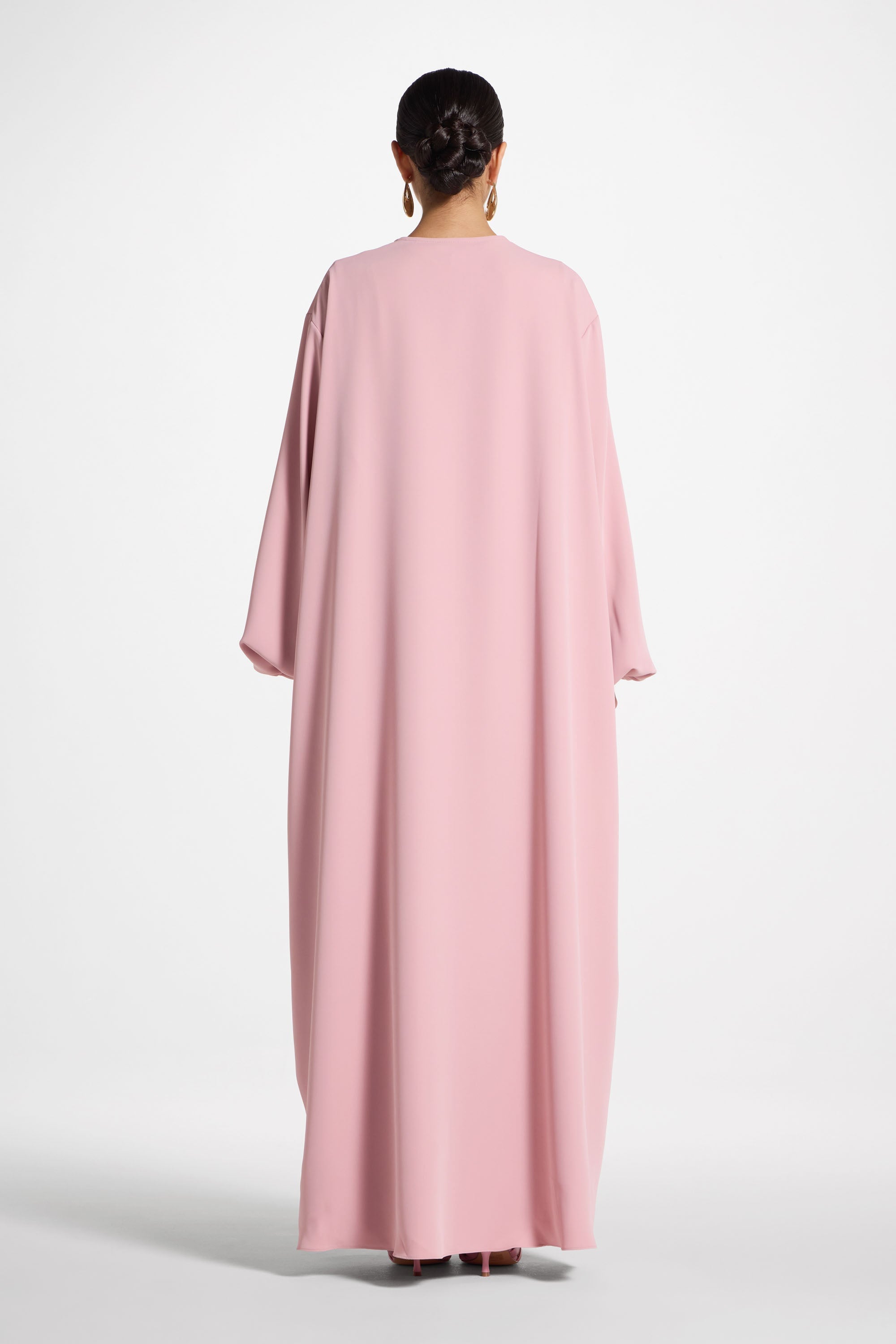 Signature Balloon Sleeve Open Abaya - Dark Pink Abayas Veiled 
