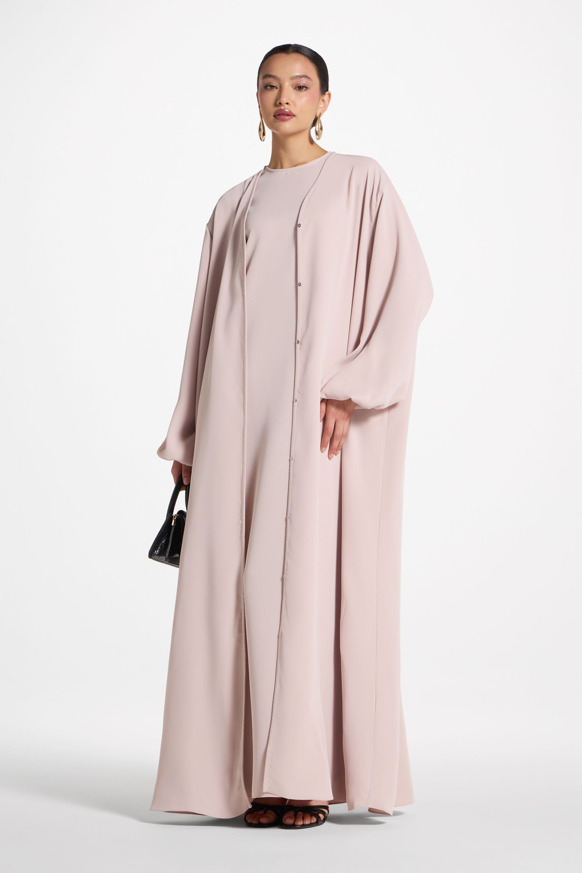 Signature Balloon Sleeve Open Abaya - Mink Abayas Veiled 