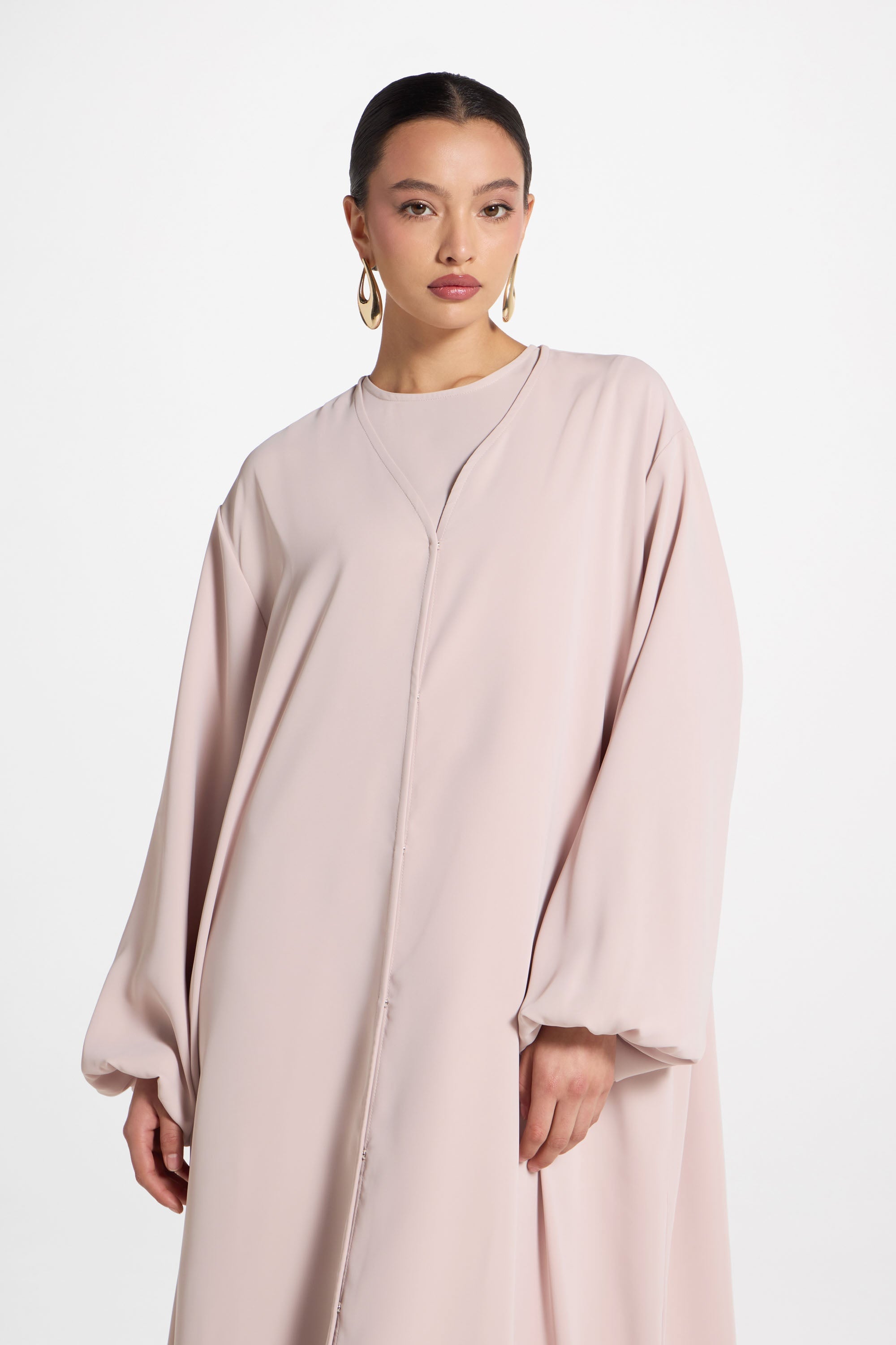 Signature Balloon Sleeve Open Abaya - Mink Abayas Veiled 
