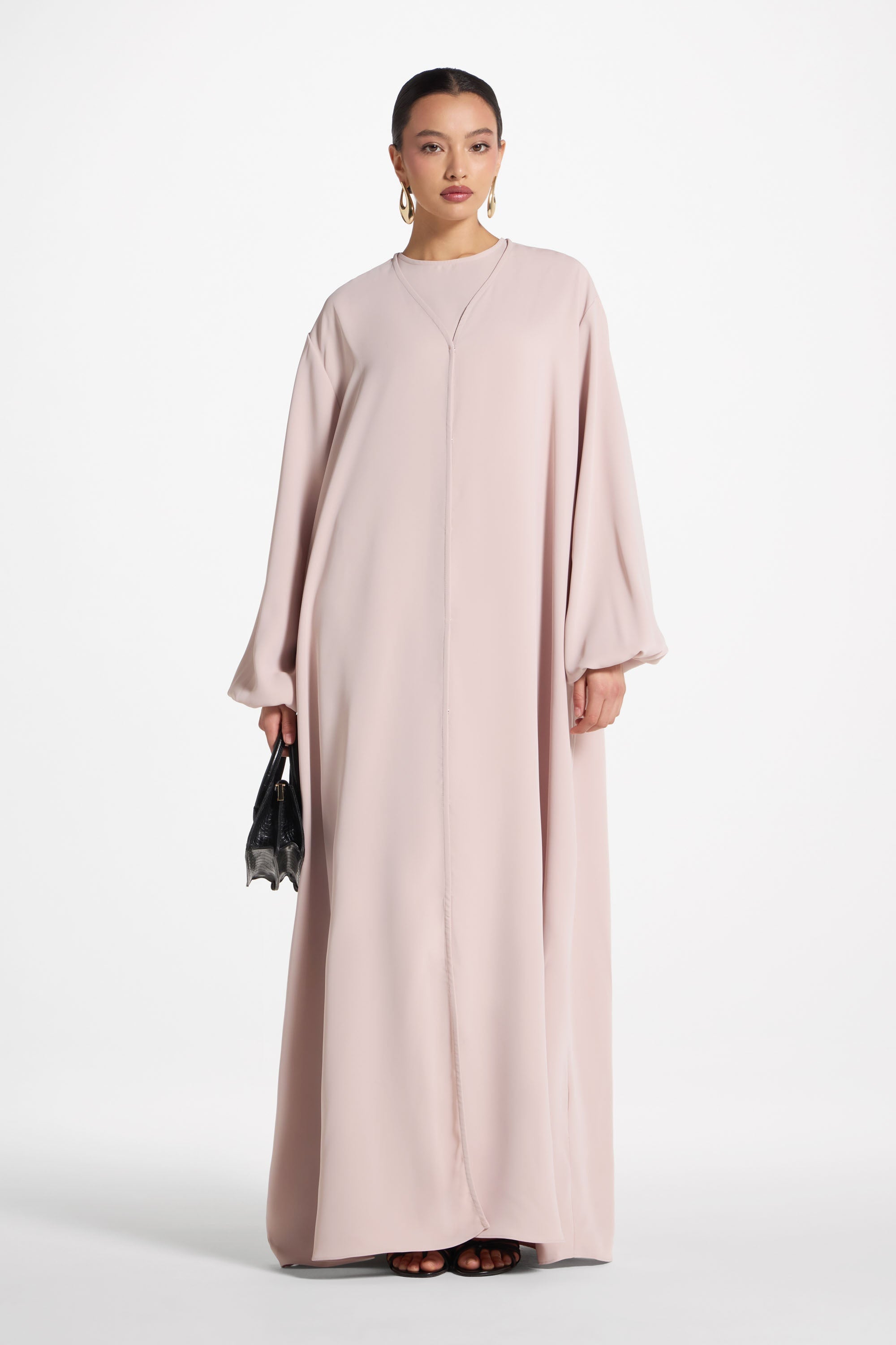 Signature Balloon Sleeve Open Abaya - Mink Abayas Veiled 