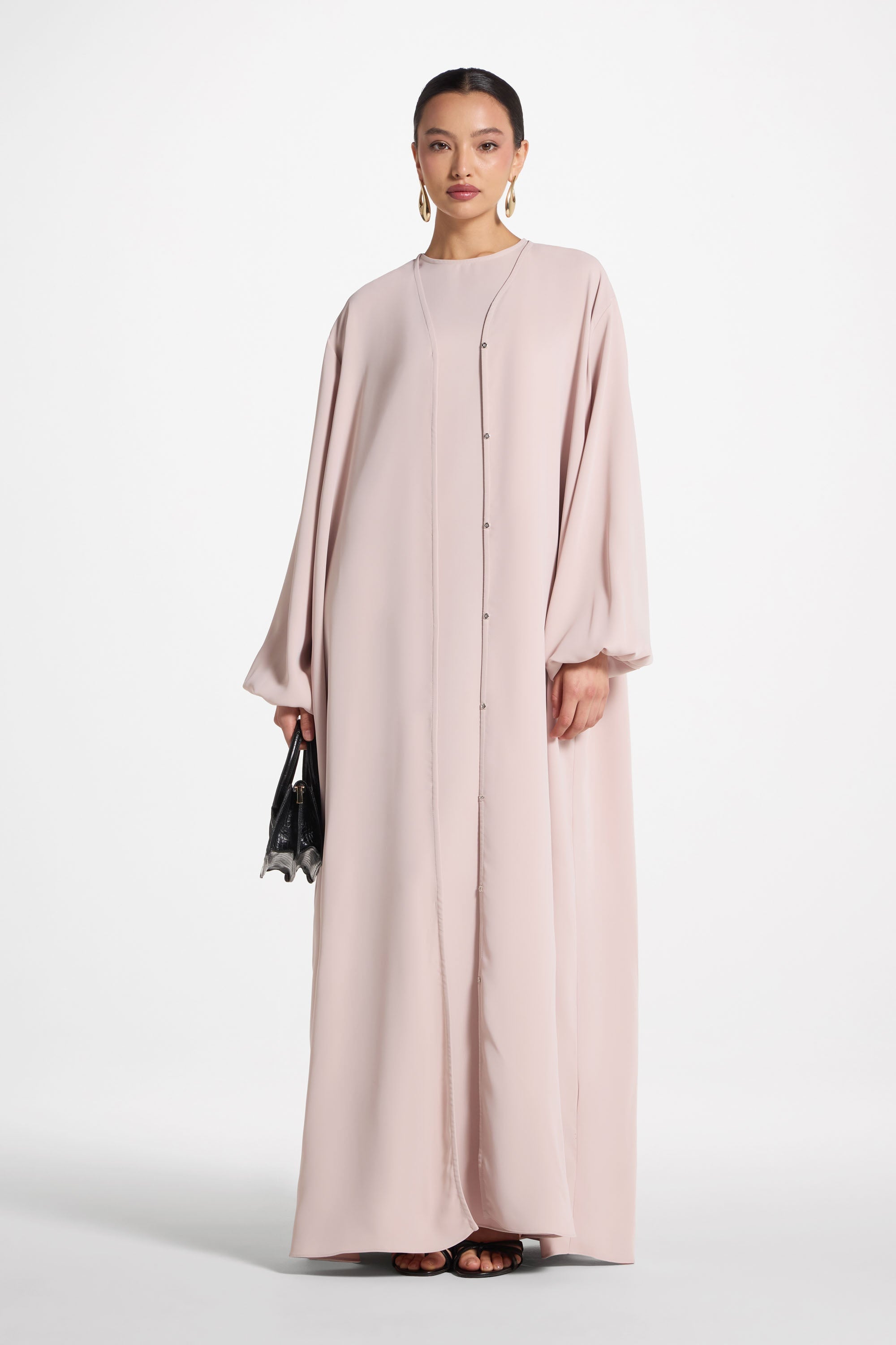Signature Balloon Sleeve Open Abaya - Mink