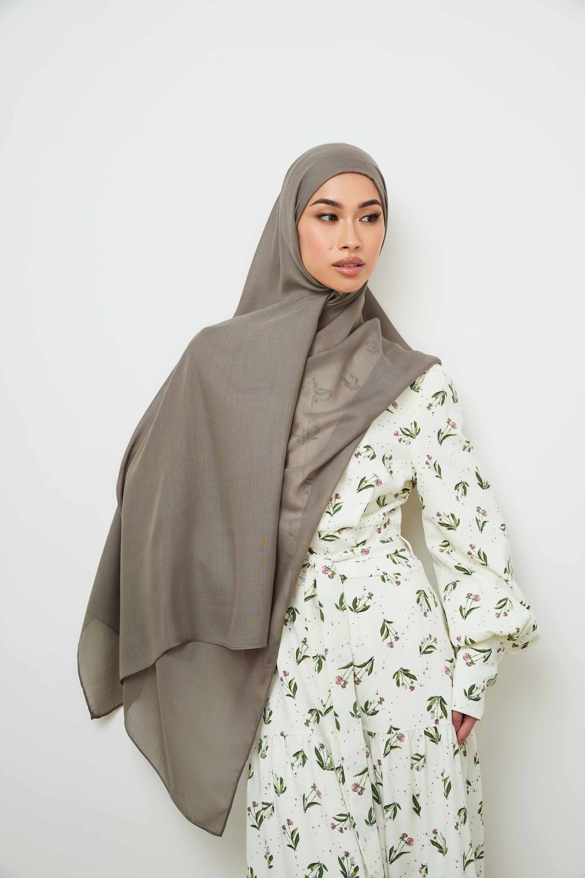 Signature Modal Hijab - Smokey Olive Veiled 