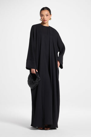 Signature Open Abaya - Black