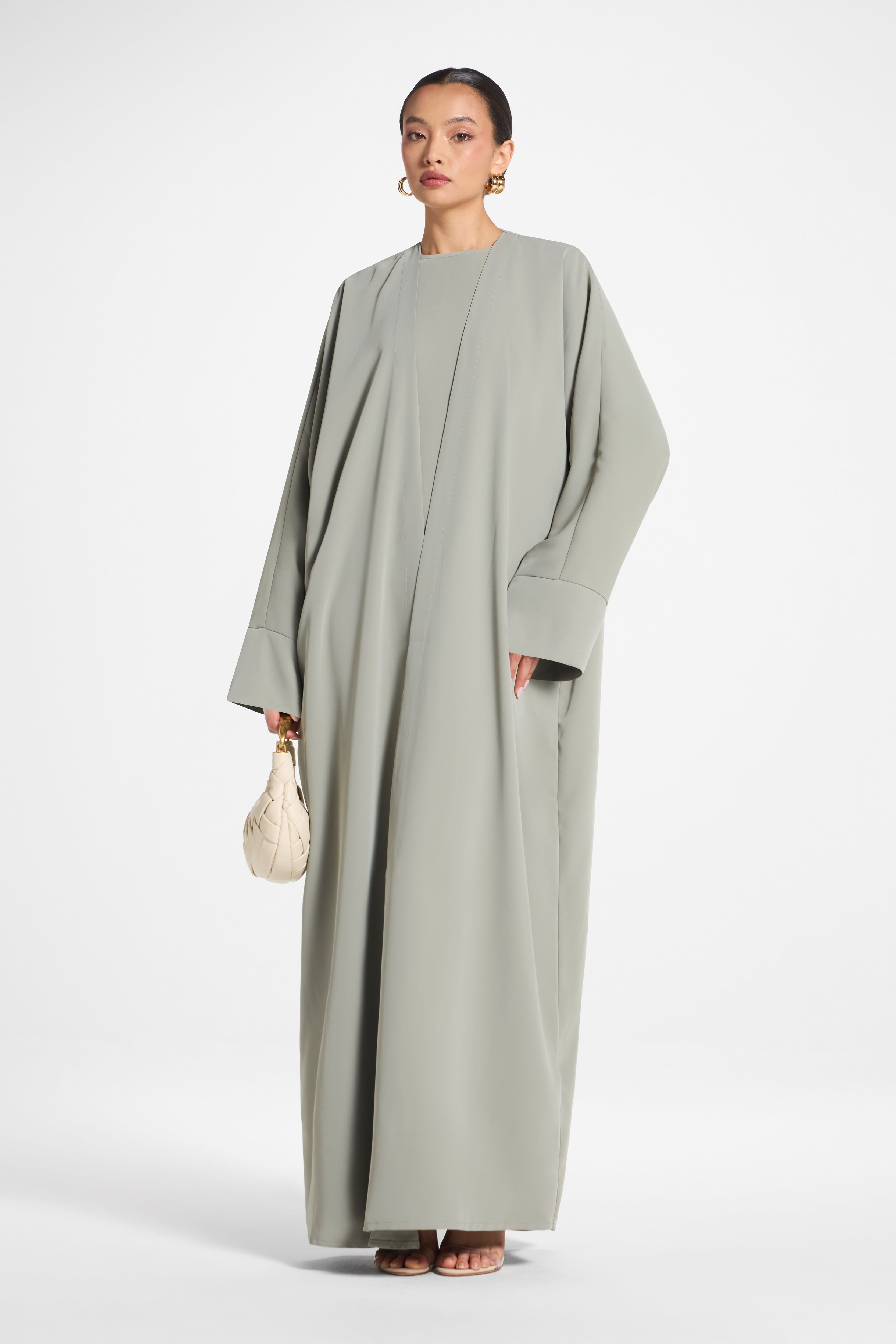 Signature Open Abaya - Dusty Olive Abayas Veiled 
