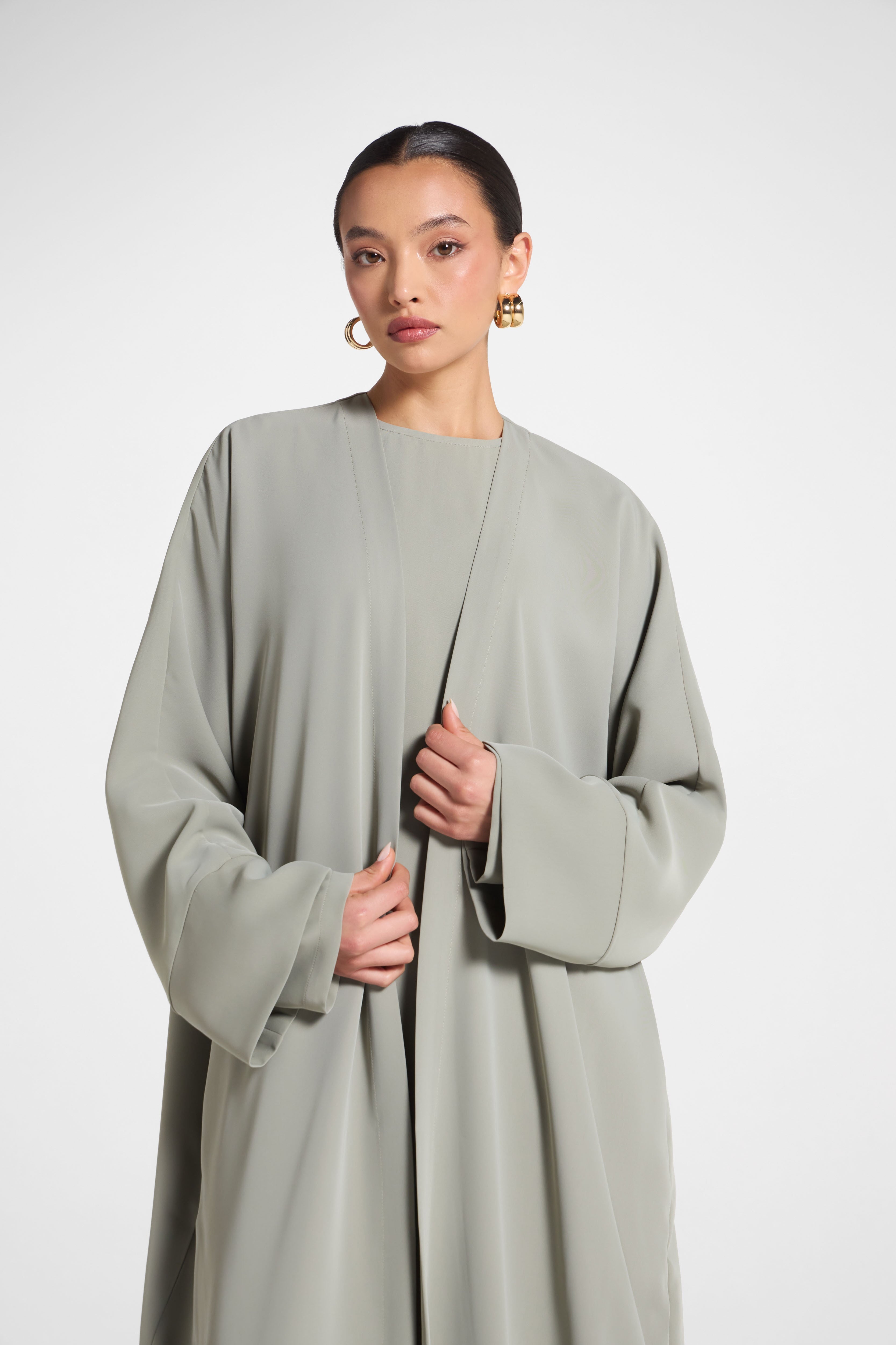Signature Open Abaya - Dusty Olive Abayas Veiled 