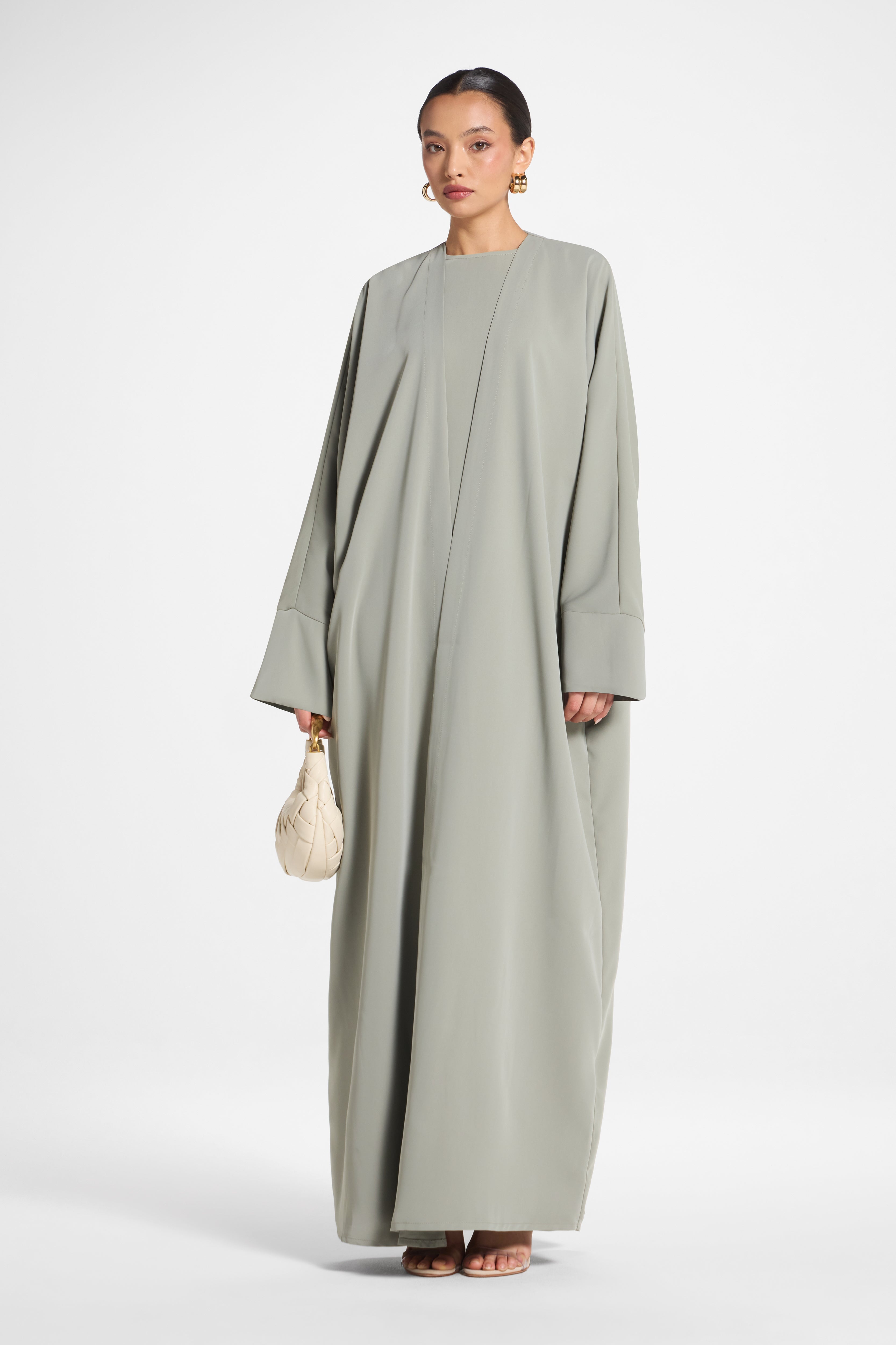Signature Open Abaya - Dusty Olive