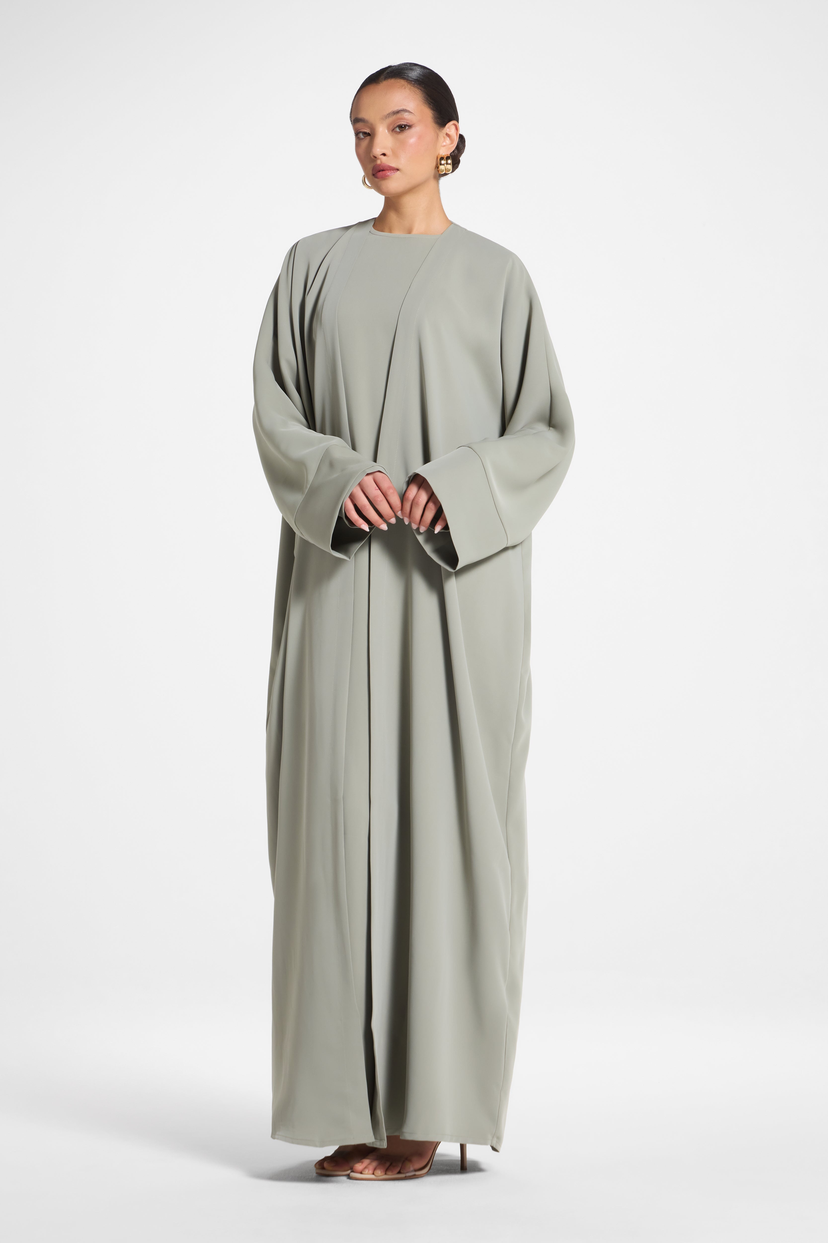 Signature Open Abaya - Dusty Olive Abayas Veiled 