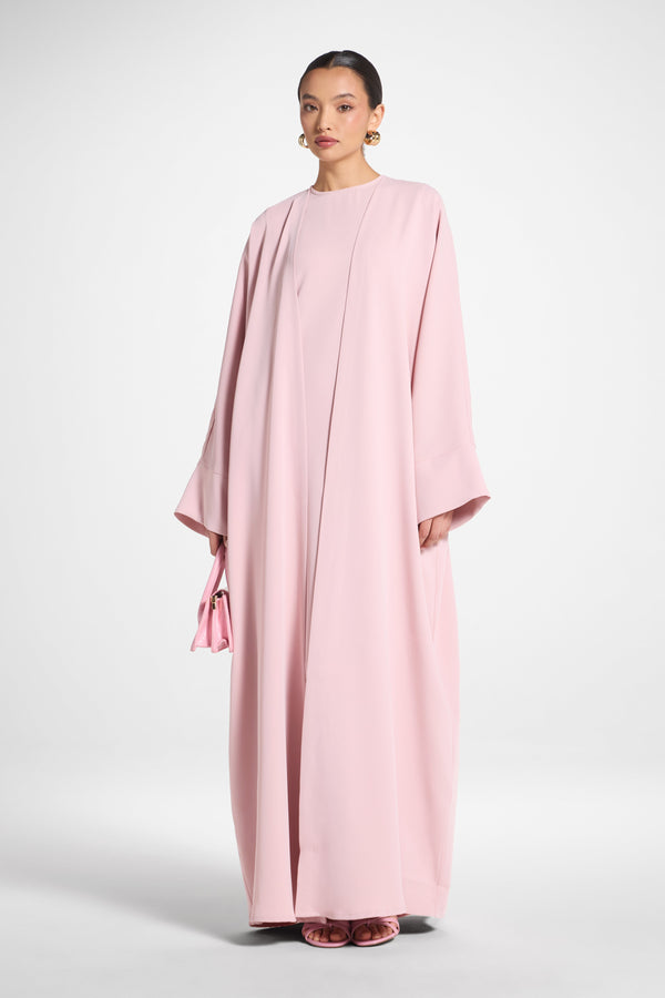 Signature Open Abaya - Pastel Pink M / 56" Signature Open Abaya - Pastel Pink M / 56"