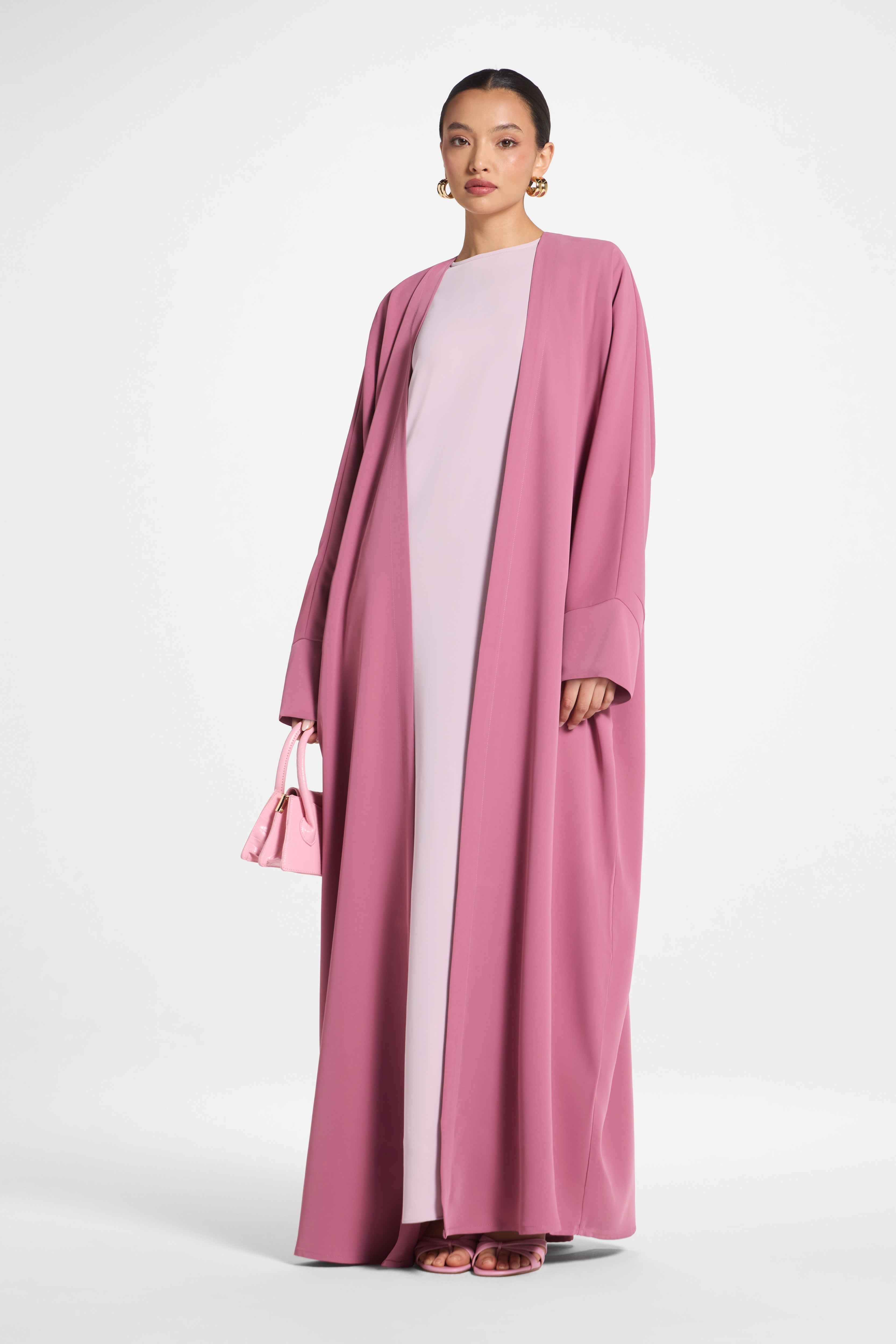 Signature Open Abaya - Vintage Rose