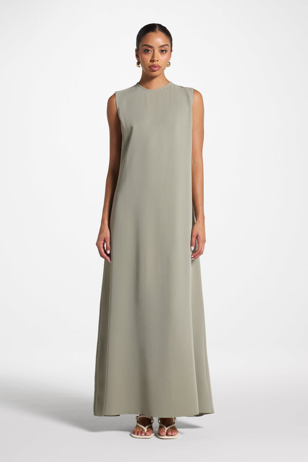 Signature Sleeveless Inner Maxi Dress - Dusty Olive Abayas Veiled 