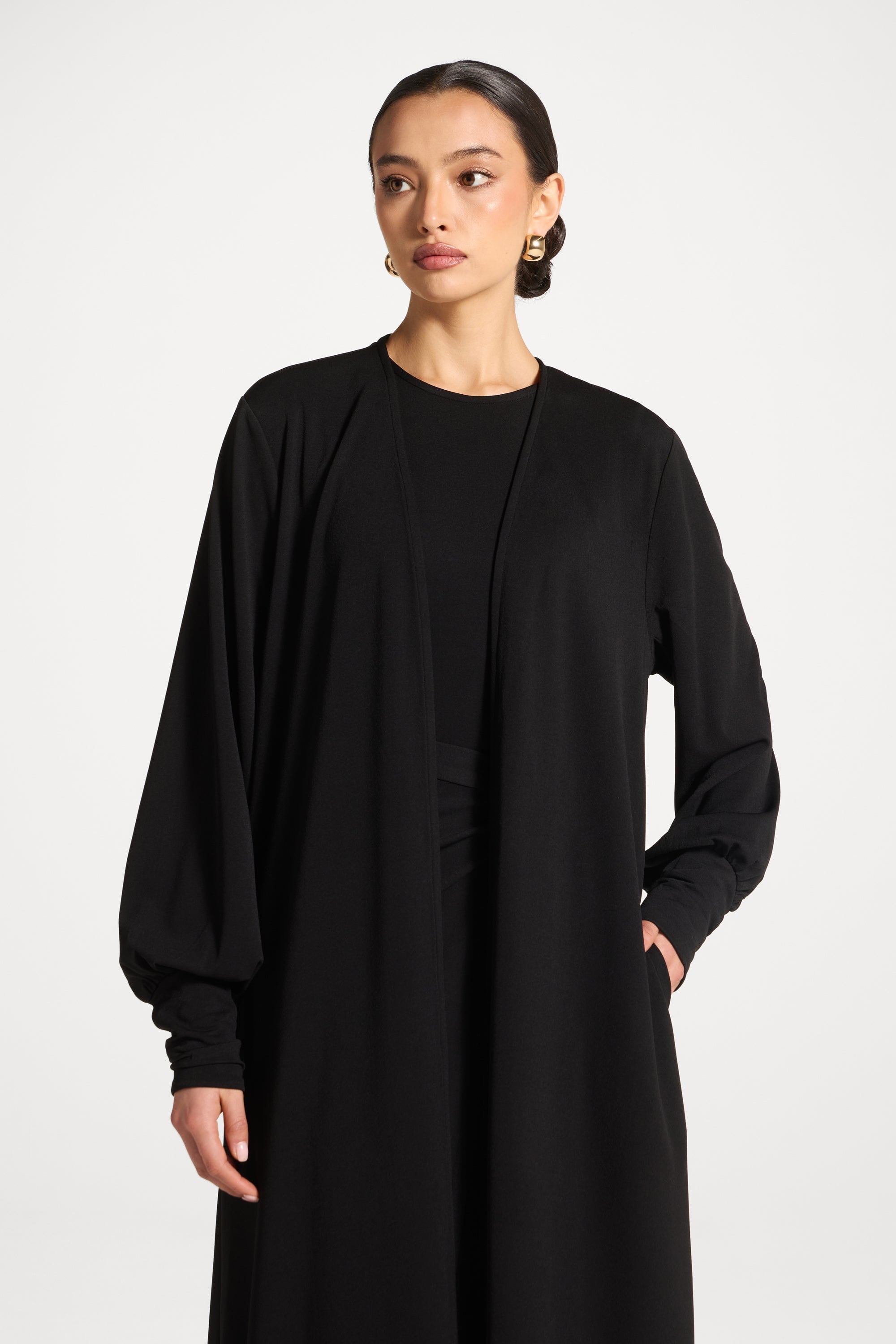 Signature Stretch 3 Piece Abaya & Dress Set - Black Abayas Veiled 