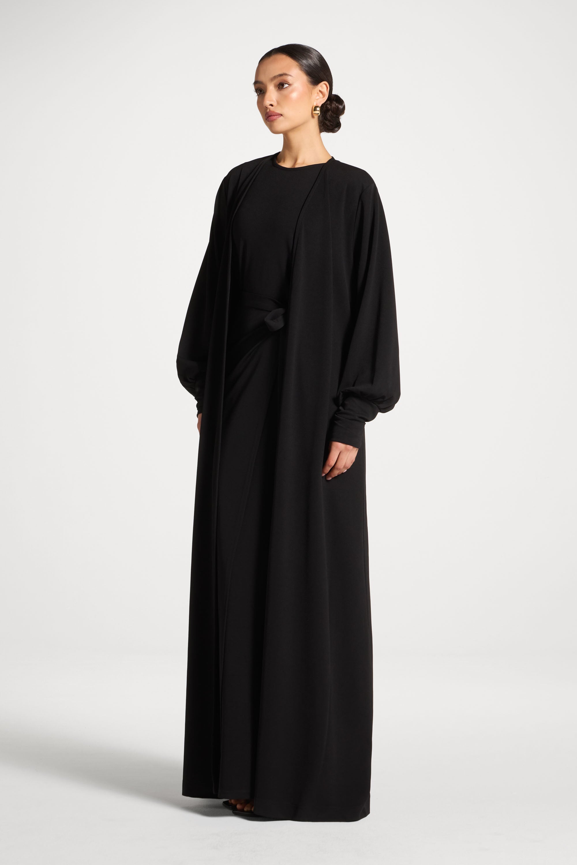 Signature Stretch 3 Piece Abaya & Dress Set - Black Abayas Veiled 