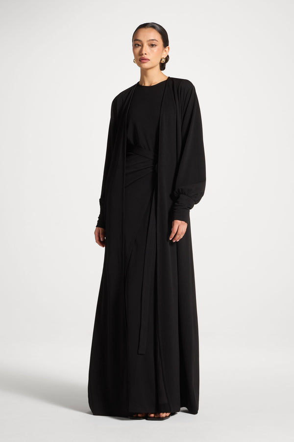 Signature Stretch 3 Piece Abaya & Dress Set - Black Signature Stretch 3 Piece Abaya & Dress Set - Black