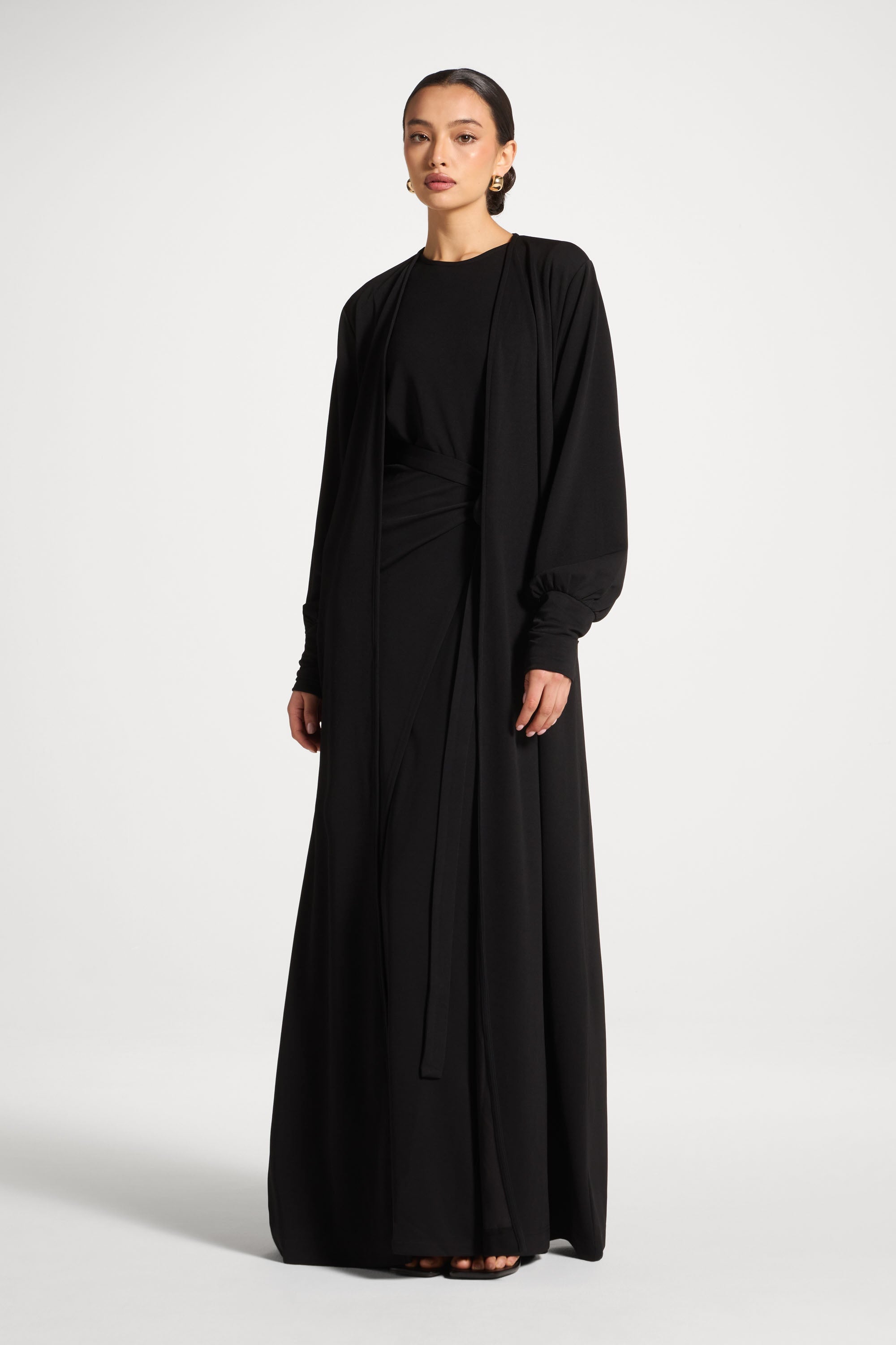 Signature Stretch 3 Piece Abaya & Dress Set - Black Abayas Veiled 
