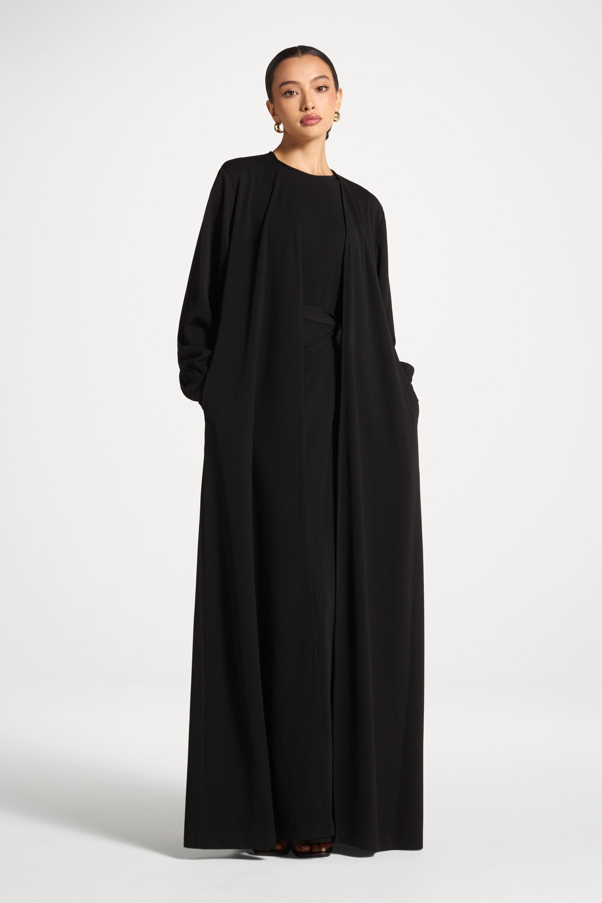Signature Stretch 3 Piece Abaya & Dress Set - Black Abayas Veiled 
