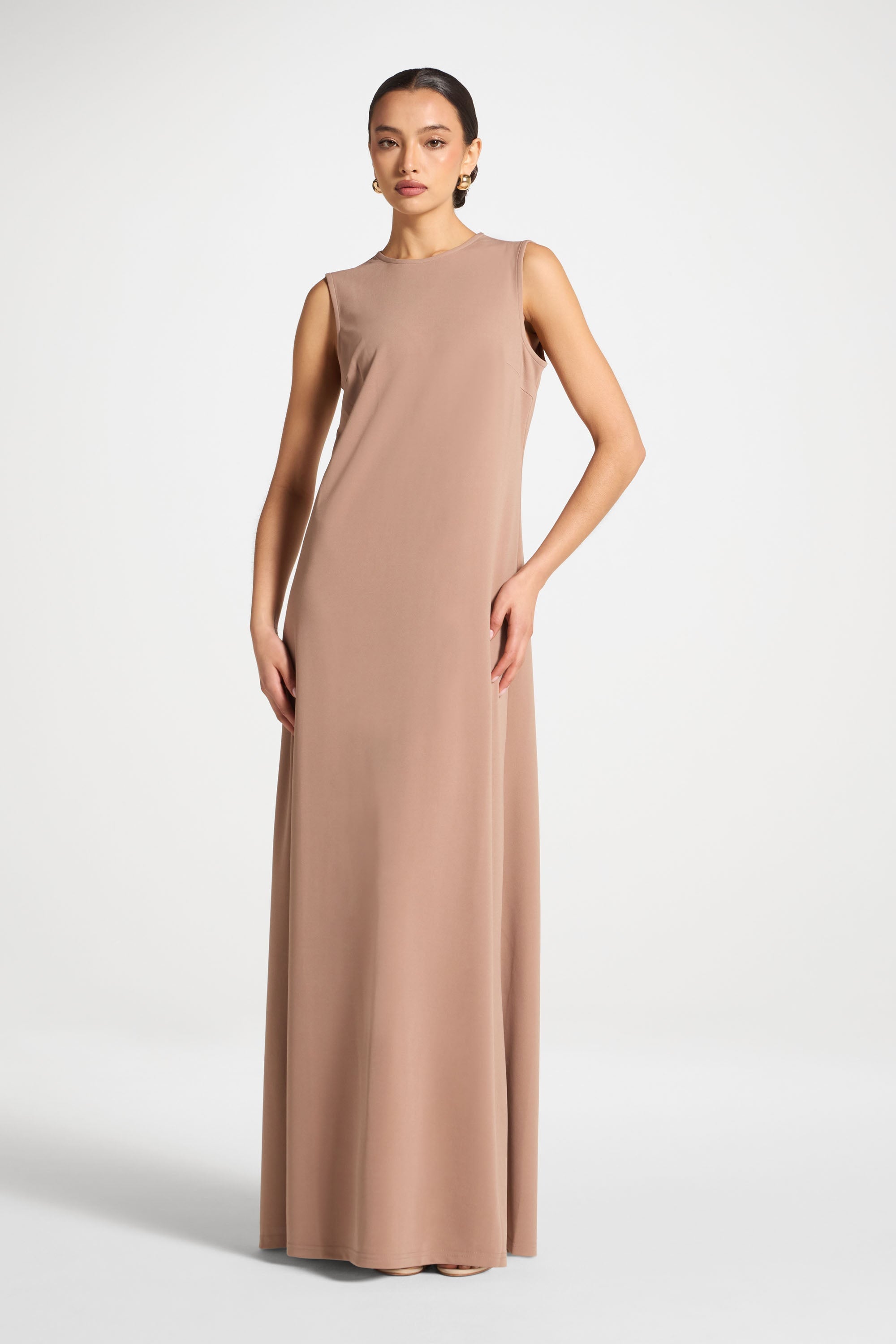 Signature Stretch 3 Piece Abaya & Dress Set - Desert Mauve Abayas Veiled 