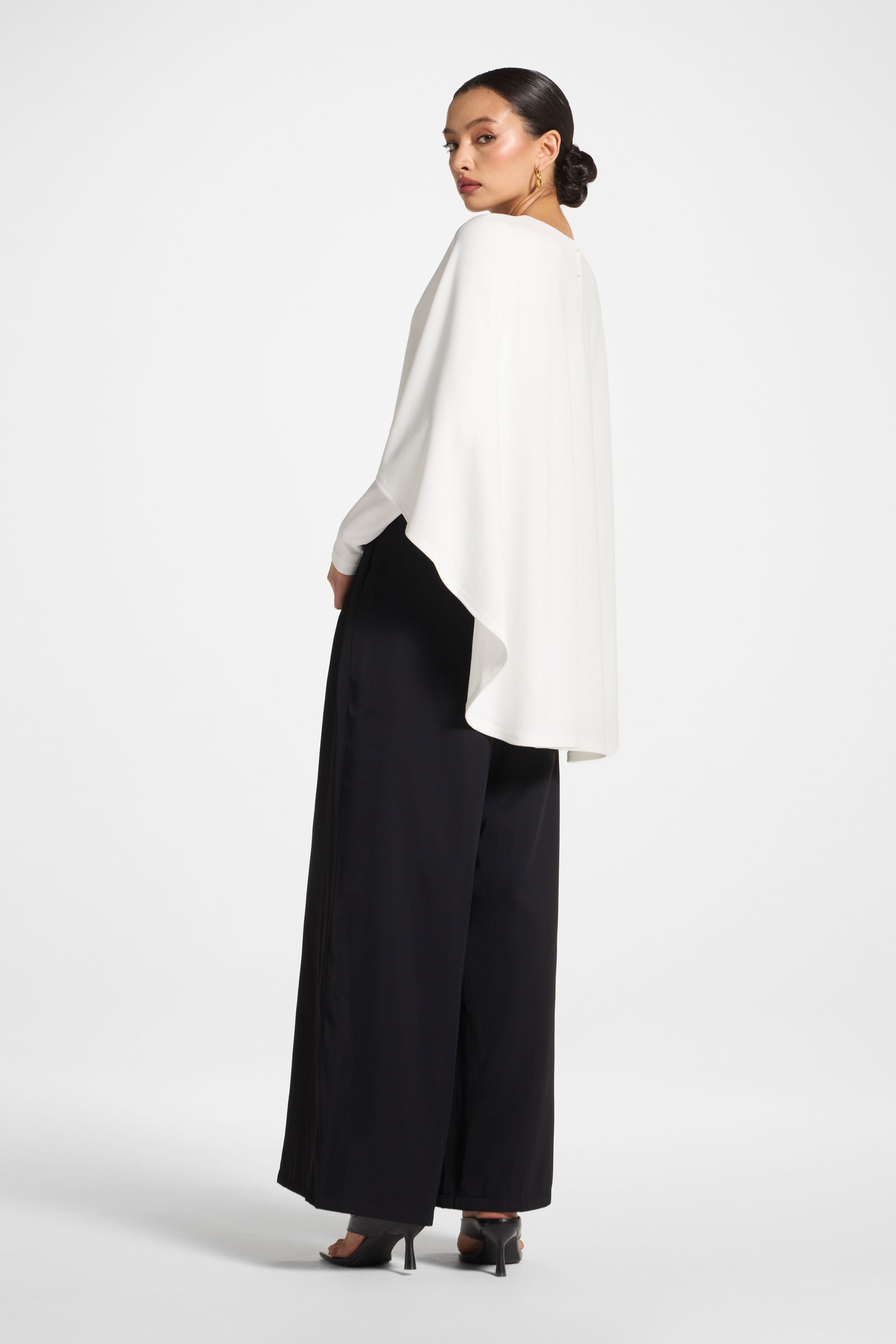 Signature Stretch Cape Bodysuit - White Abayas Veiled 