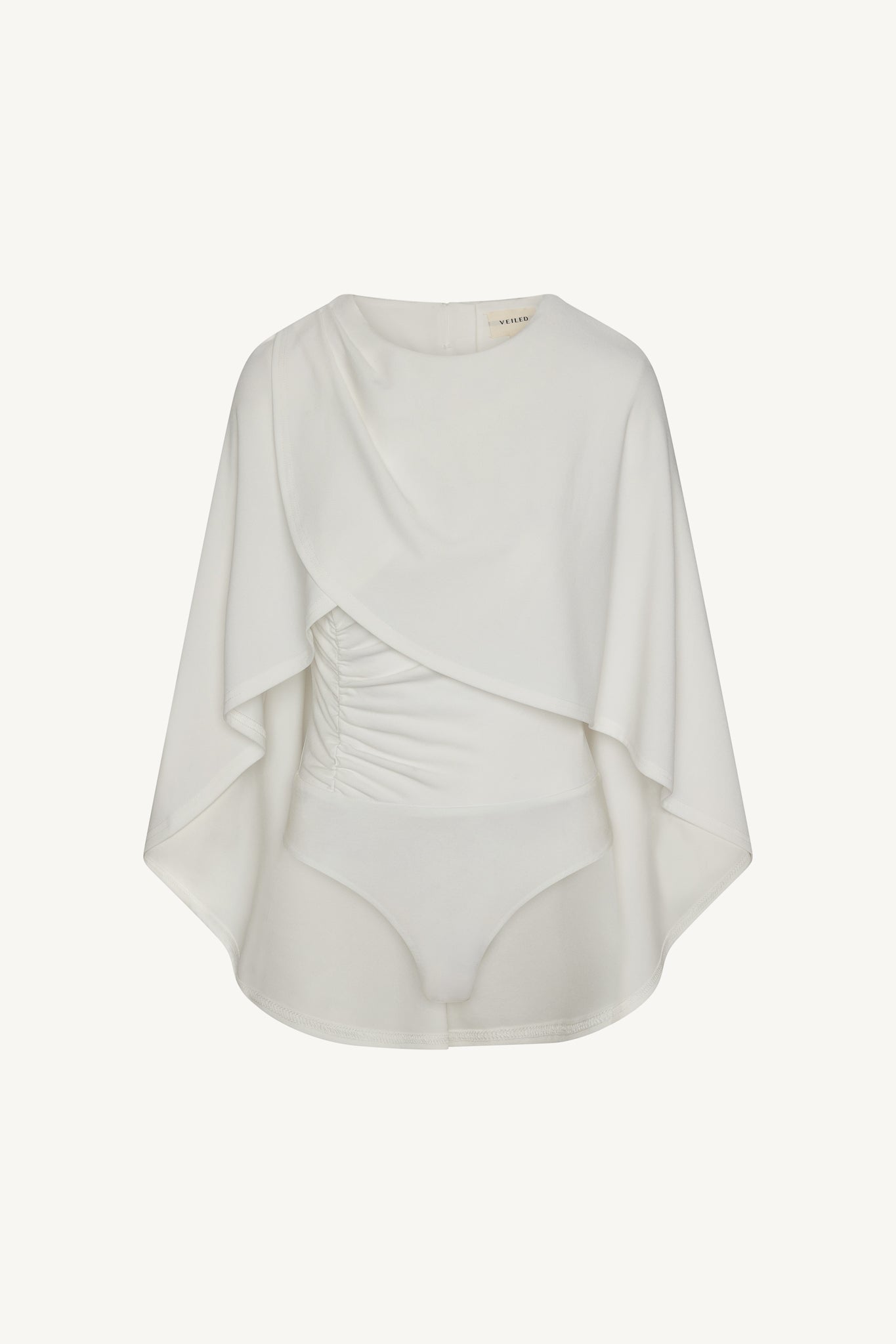 Signature Stretch Cape Bodysuit - White Abayas Veiled 