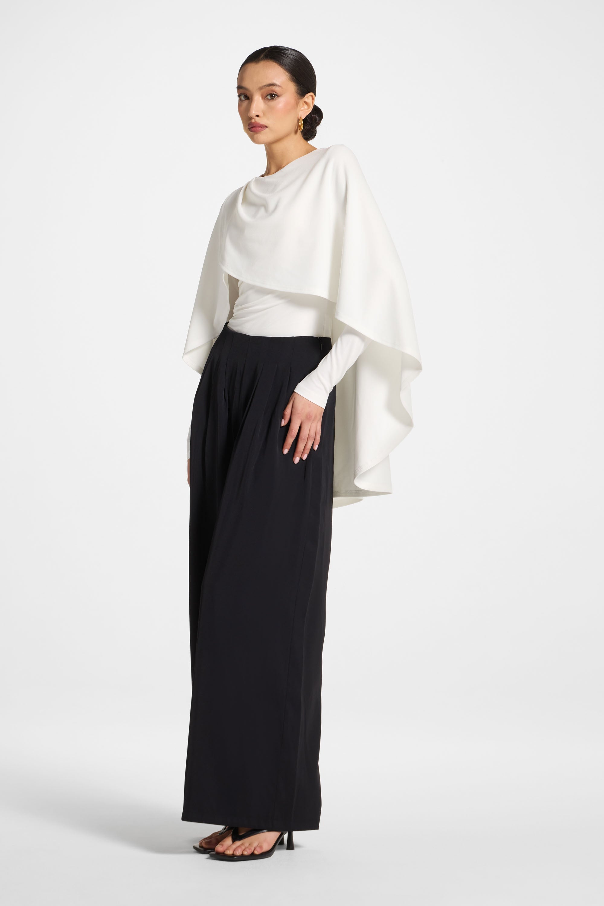 Signature Stretch Cape Bodysuit - White Abayas Veiled 