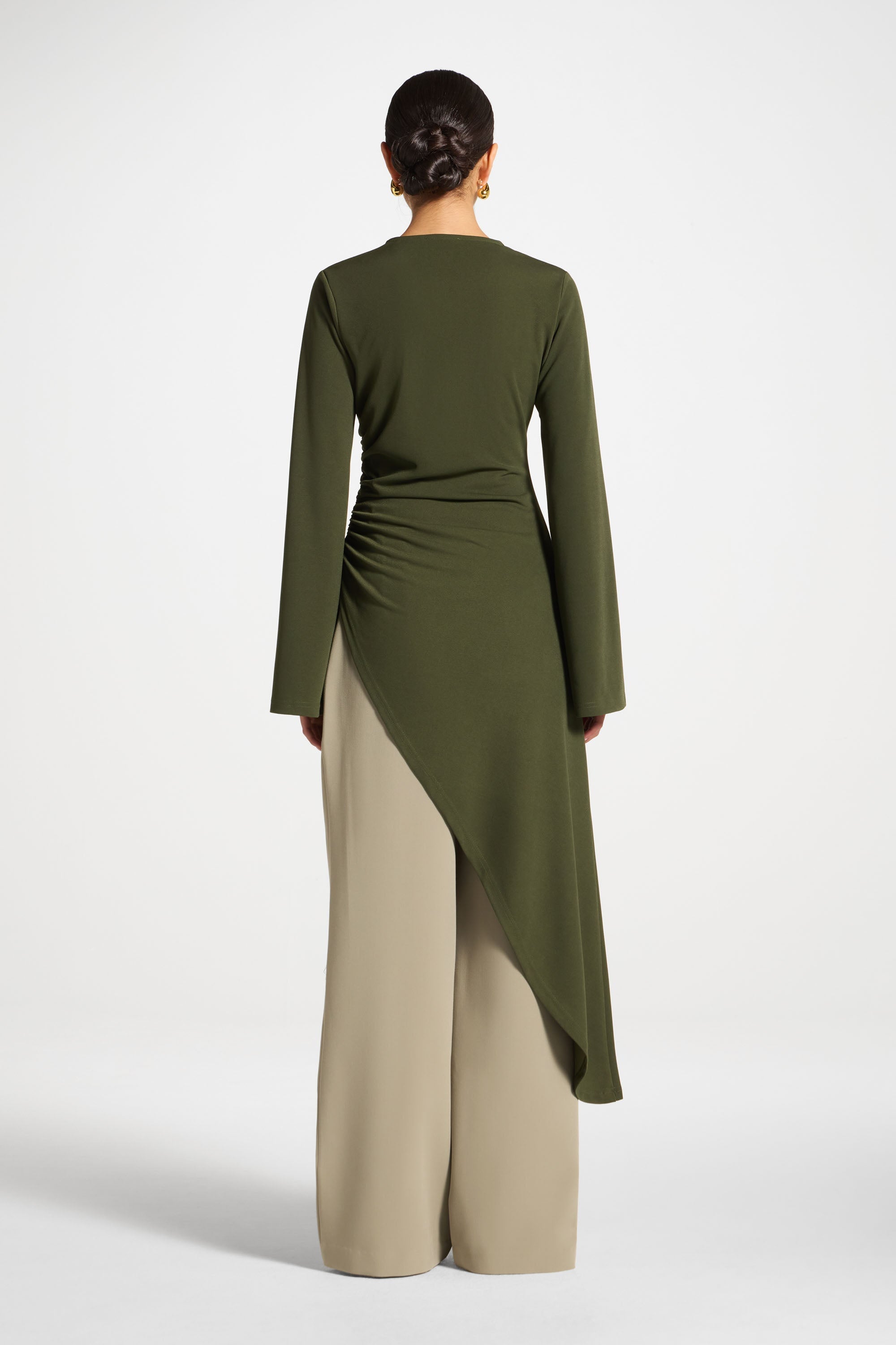Signature Stretch Midi Tunic Top - Olive Abayas Veiled 