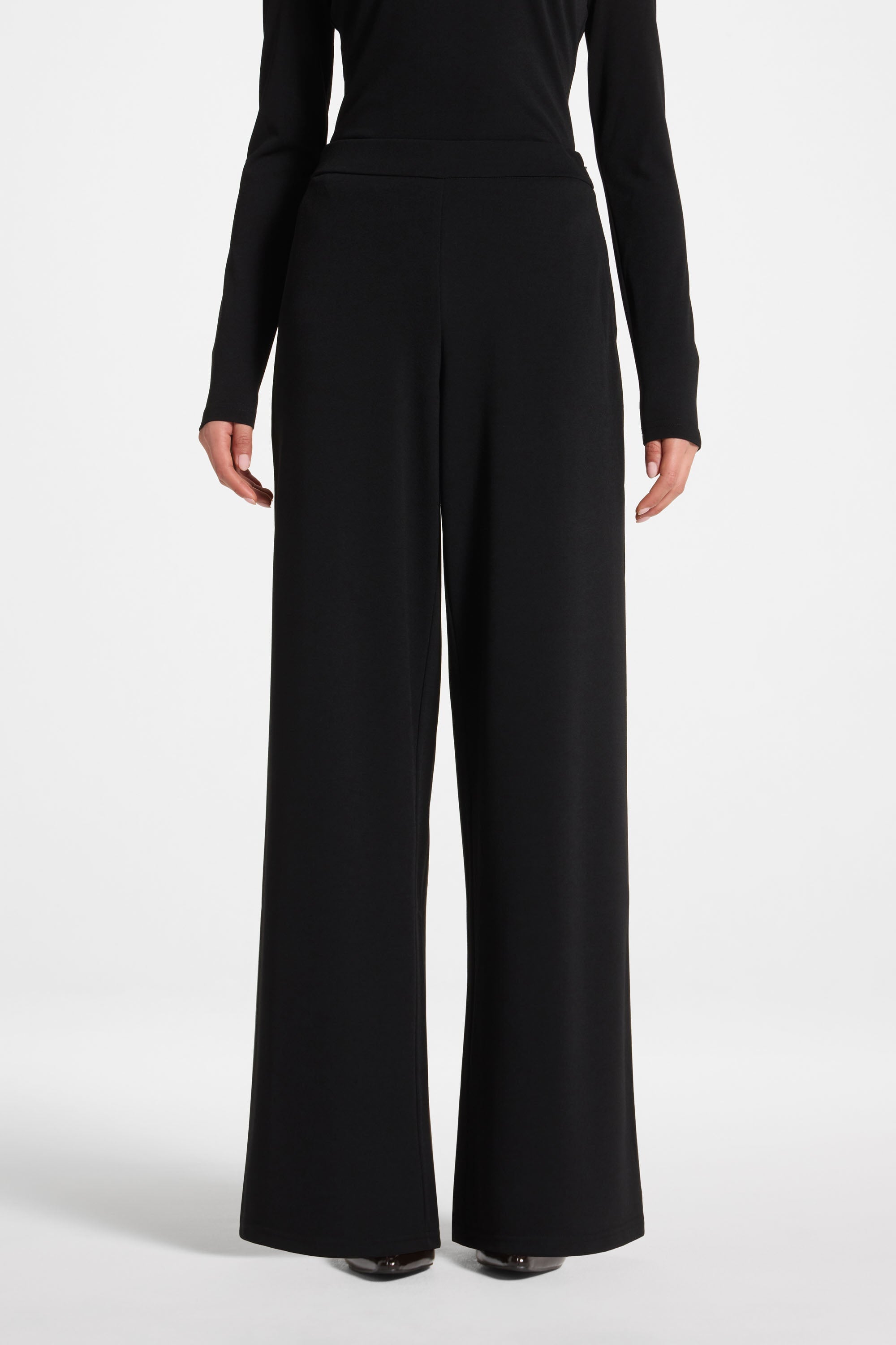 Signature Stretch Wide Leg Pants - Black