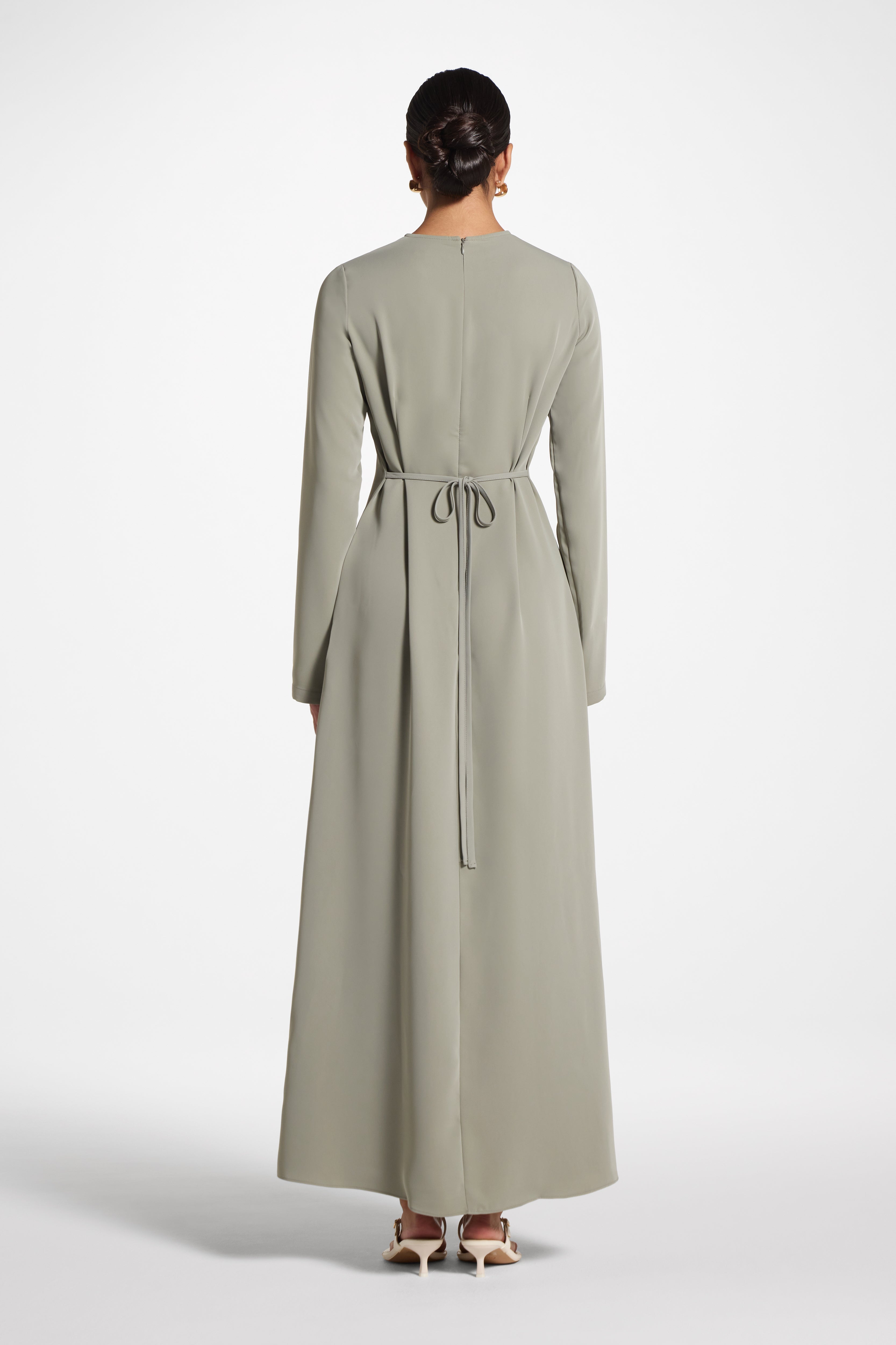 Signature Tie Back Maxi Dress - Dusty Olive Abayas Veiled 