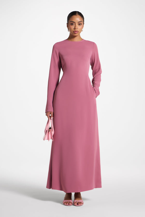 Signature Tie Back Maxi Dress - Vintage Rose Abayas Veiled 