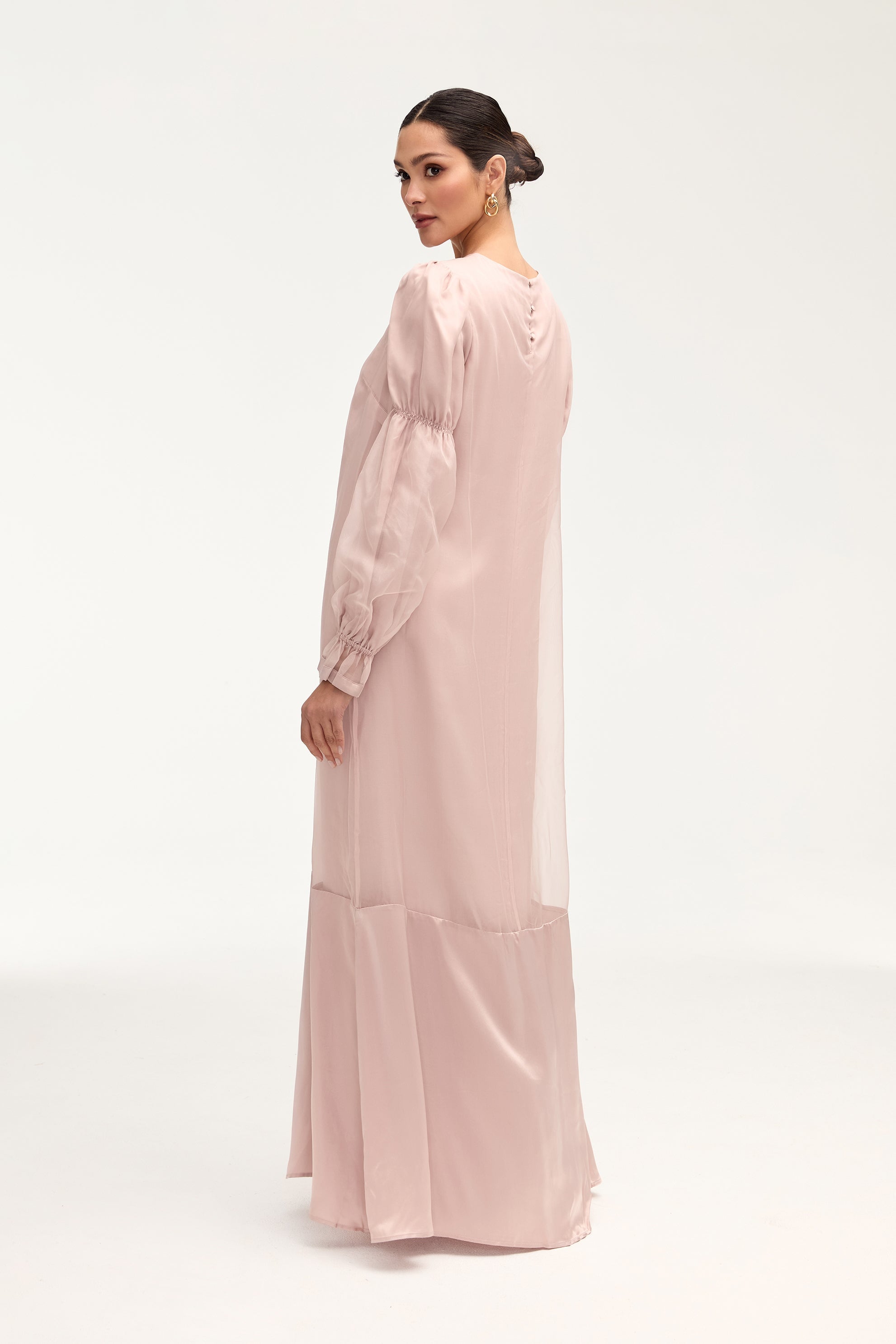 Silk Organza Satin Trim Maxi Dress - Sepia Rose Dresses epschoolboard 