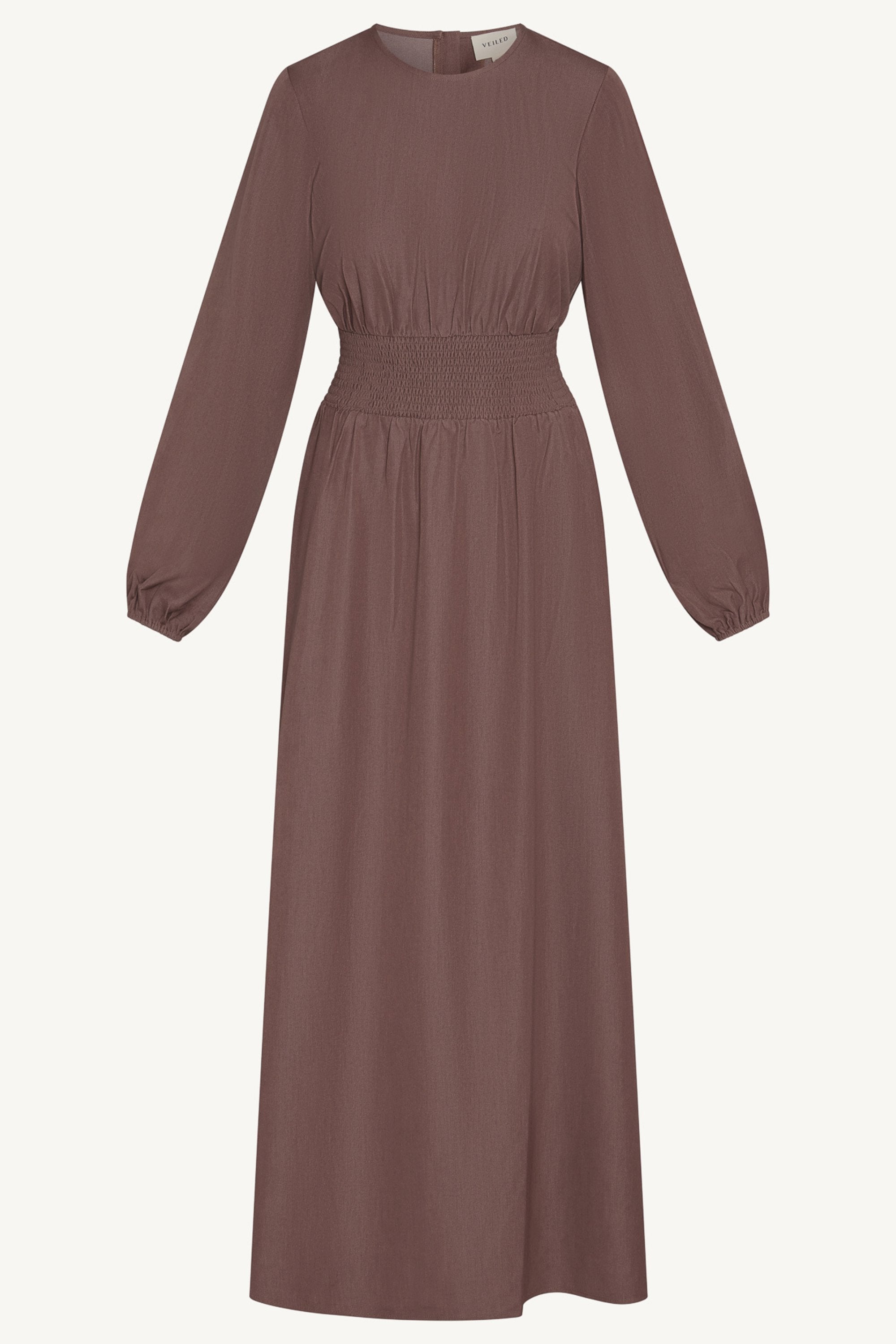 Smocked Waist Dress - Berry Abayas Veiled 