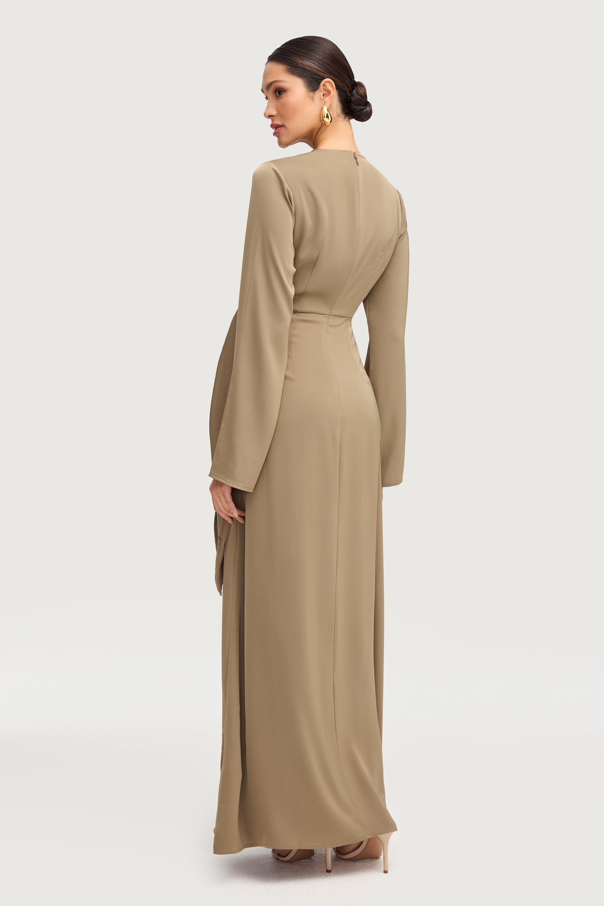 Sofia Side Tie Satin Maxi Dress - Desert Palm Dresses Veiled 